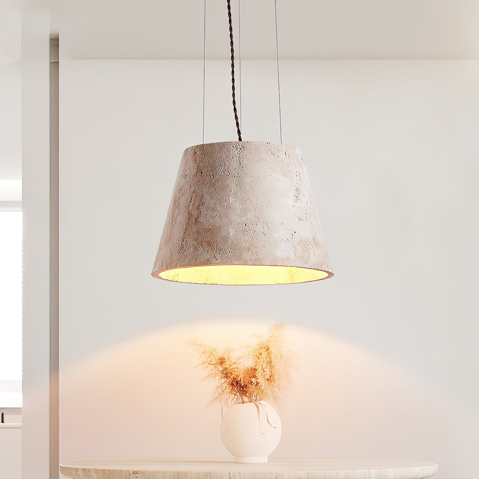 Ovelir Modern Minimalist Travertine Pendant Lamp - Lamp Copper