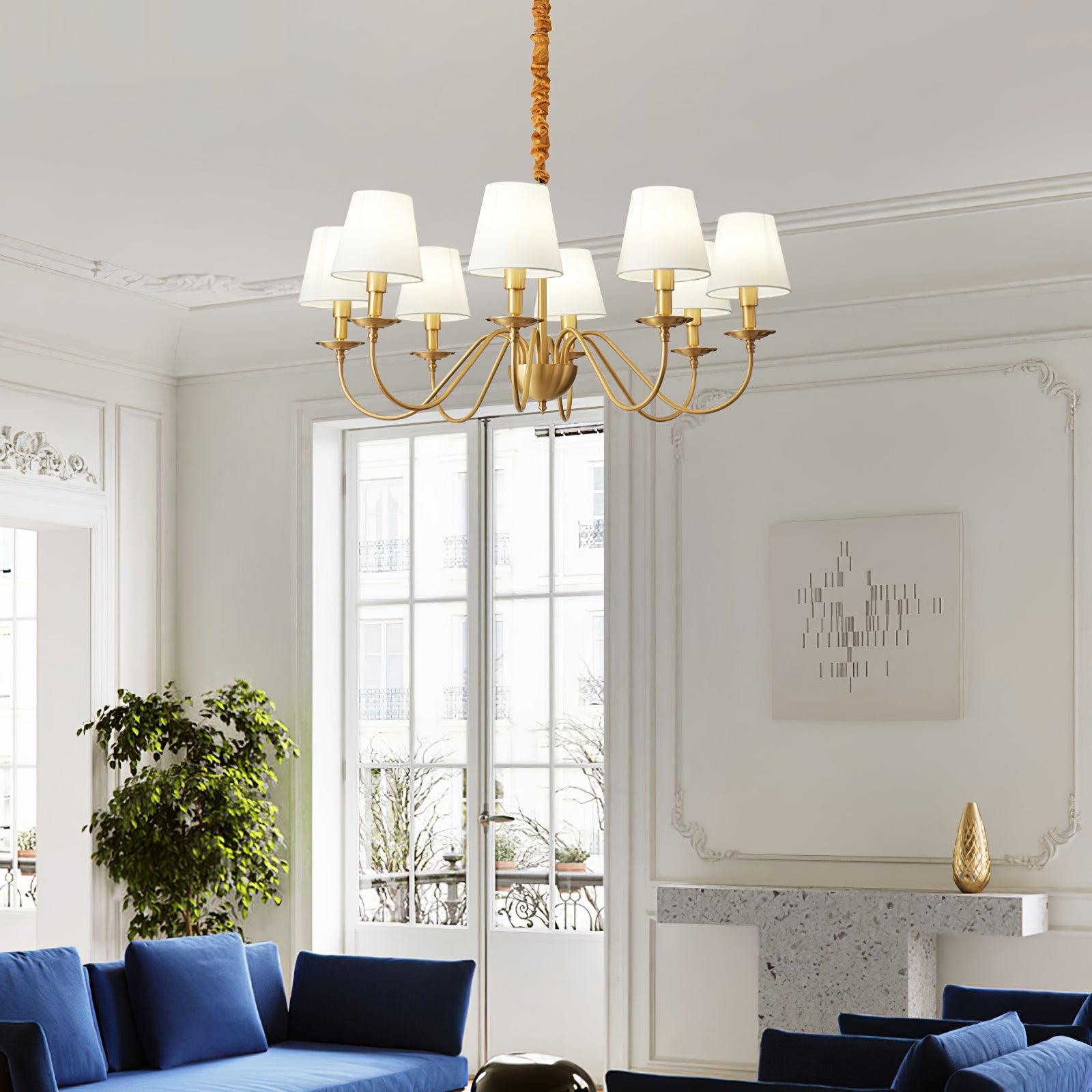 Tapered Fabric Brass Chandelier - Blowlighting