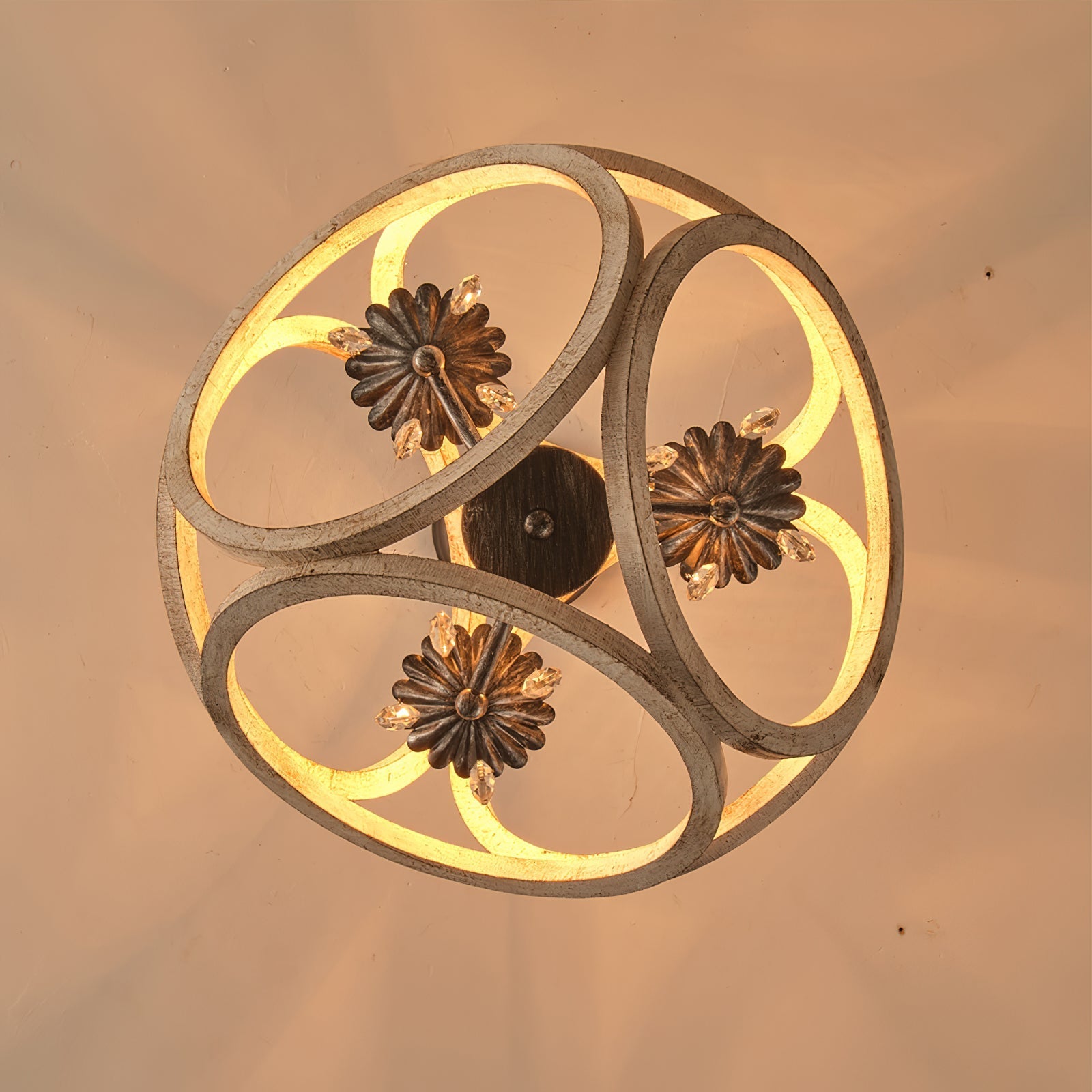 Viraearae Premium Nordic Crystal Wood Pendant Lamp - Lamp Copper