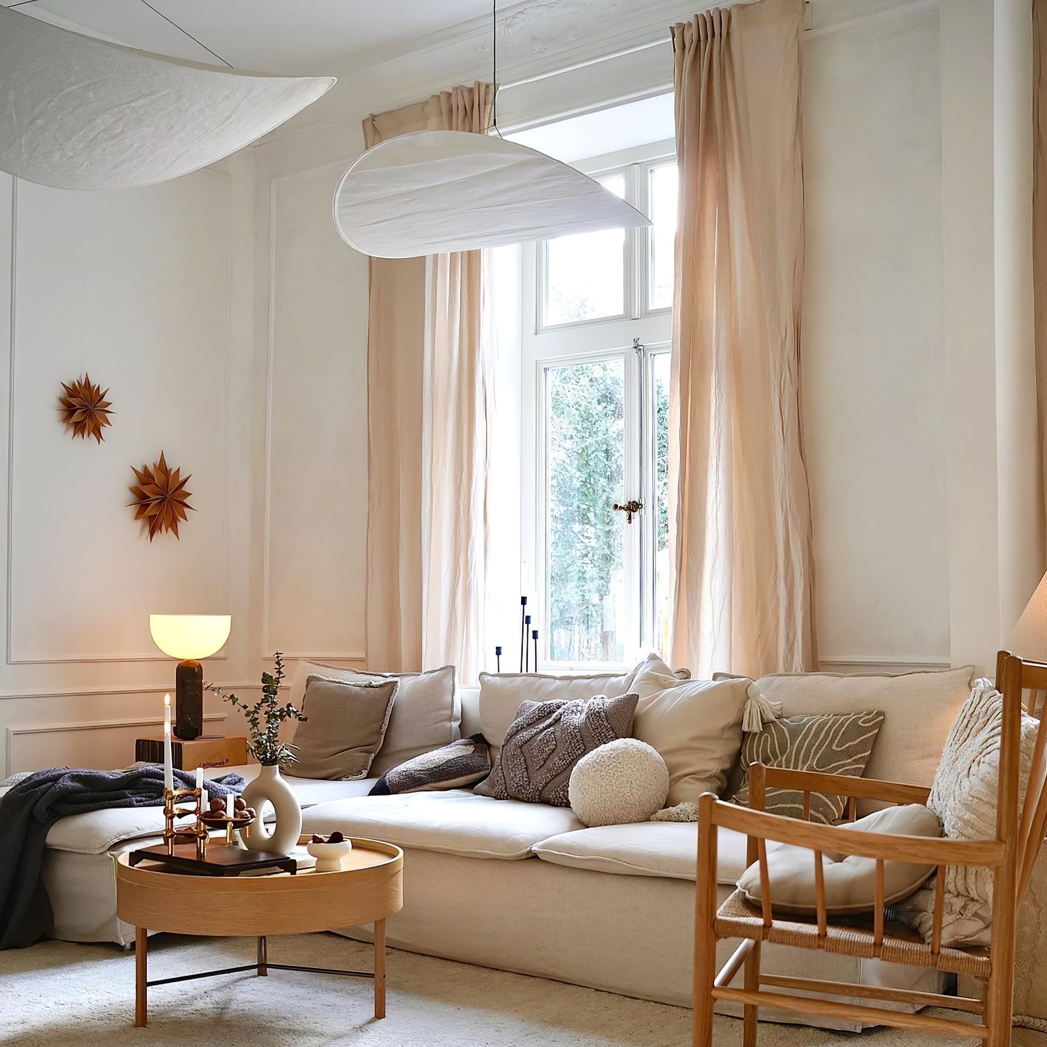 Elyno Sculptural Fabric Pendant Lamp - Letslighting