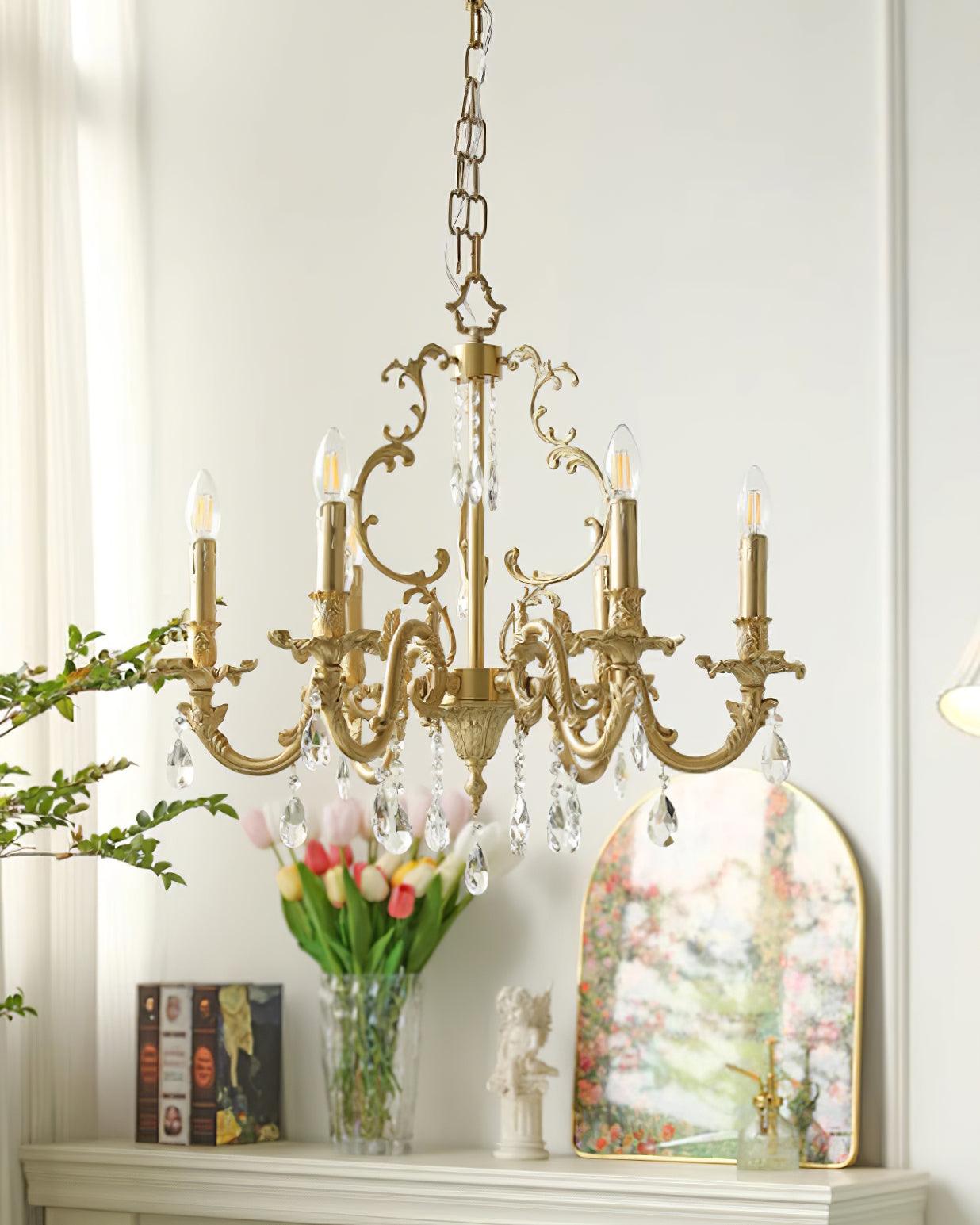Elvion Classic Brass Crystal Chandelier - Letslighting