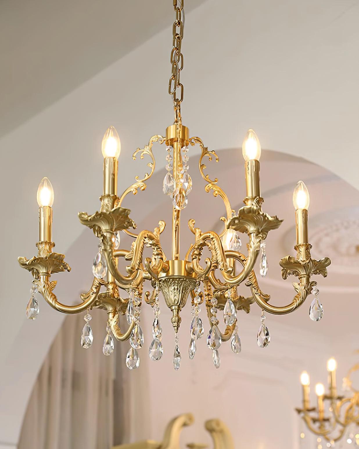 Elvion Classic Brass Crystal Chandelier - Letslighting