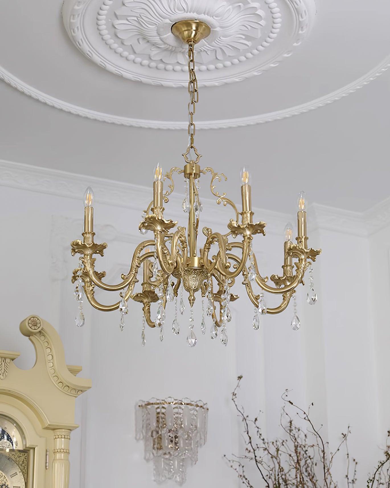 Elvion Classic Brass Crystal Chandelier - Letslighting