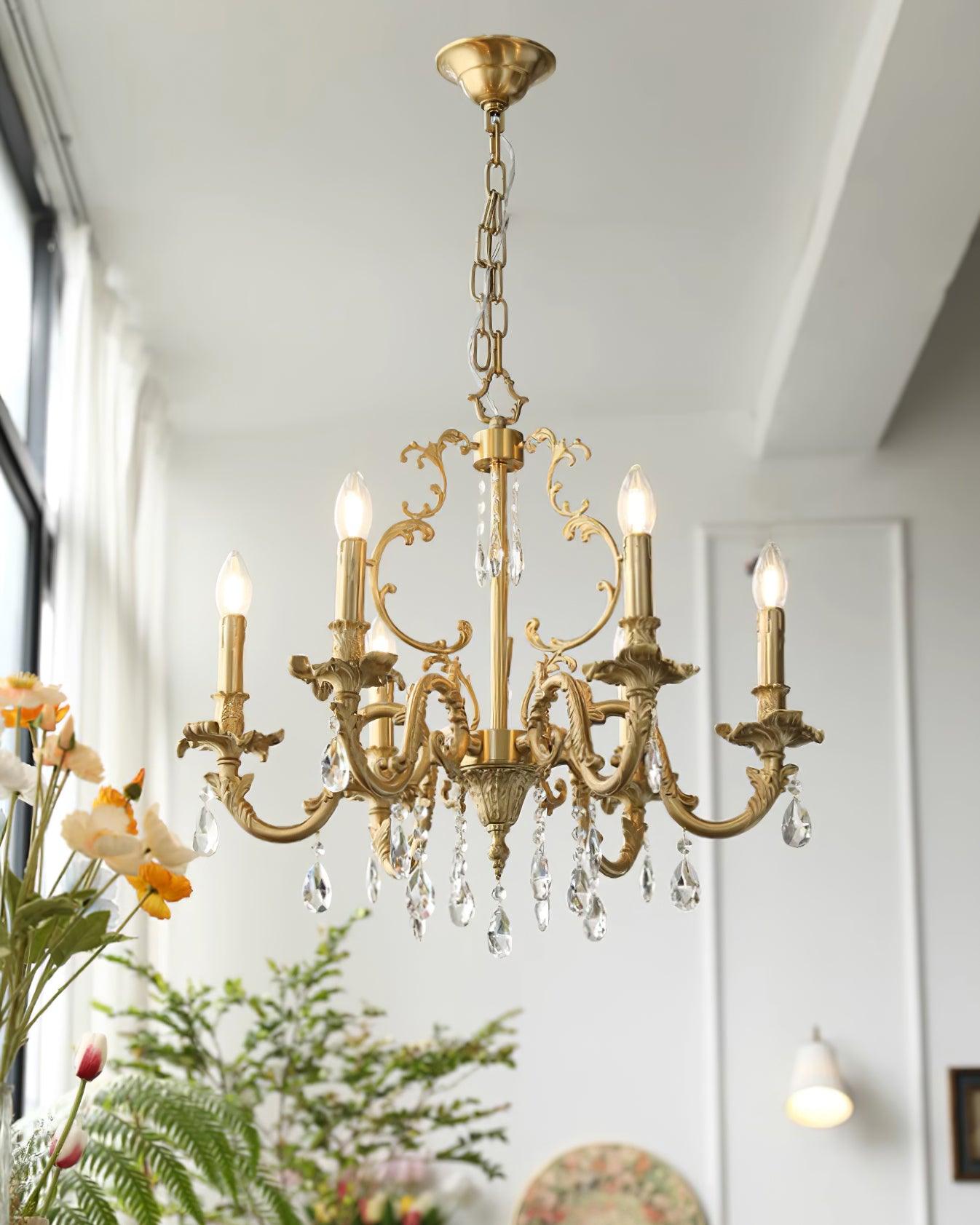Elvion Classic Brass Crystal Chandelier - Letslighting