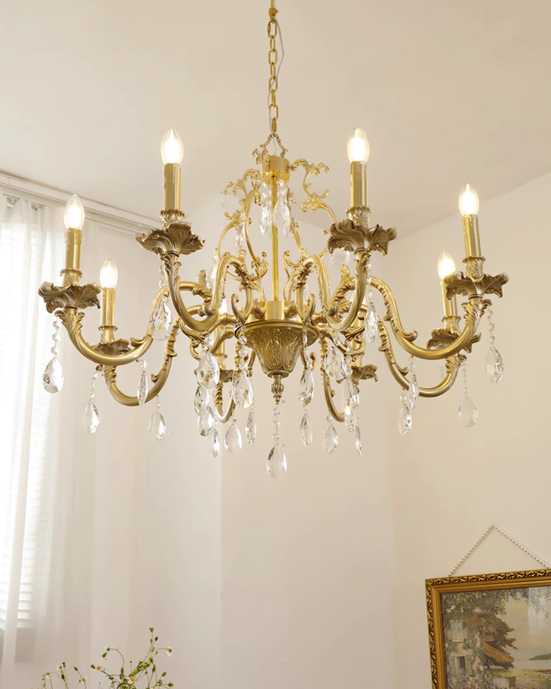 Elvion Classic Brass Crystal Chandelier - Letslighting