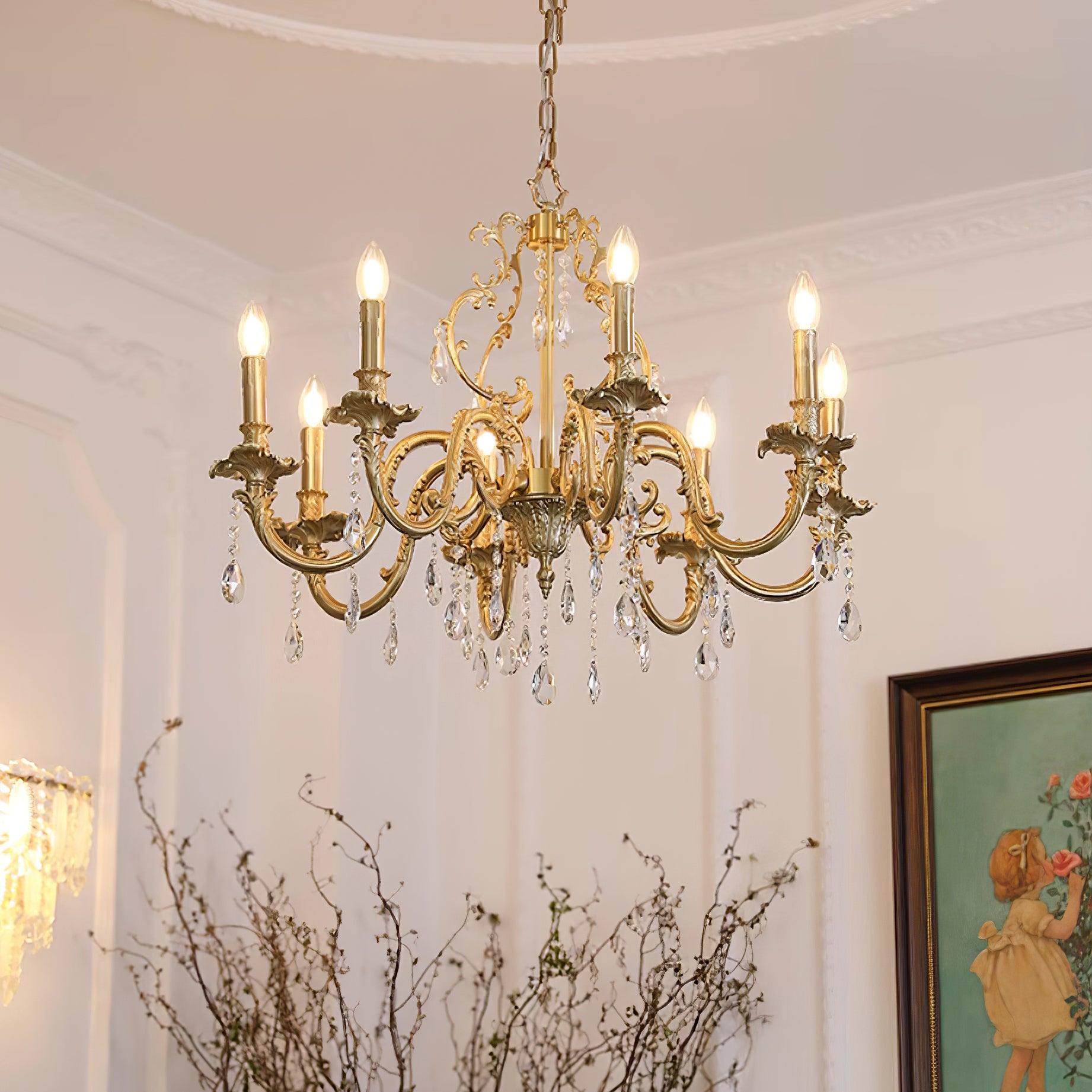 Elvion Classic Brass Crystal Chandelier - Letslighting