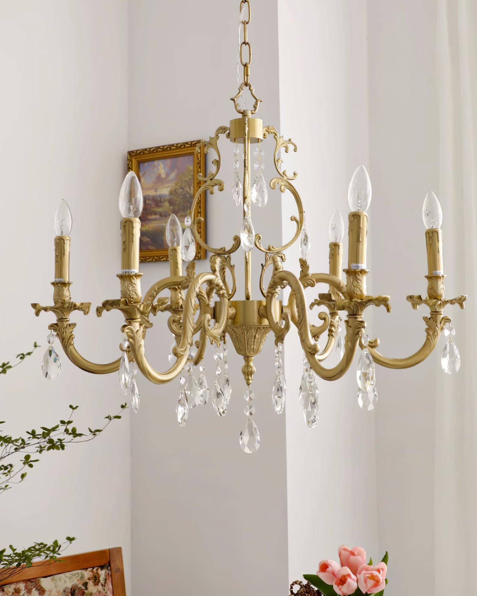 Elvion Classic Brass Crystal Chandelier - Letslighting