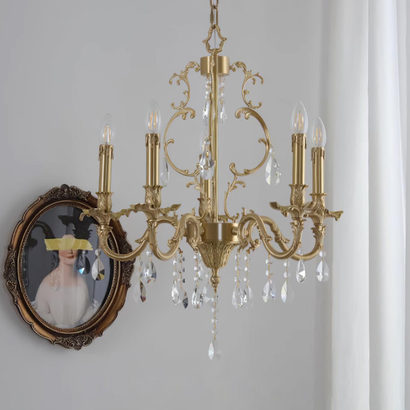 Elvion Classic Brass Crystal Chandelier - Letslighting