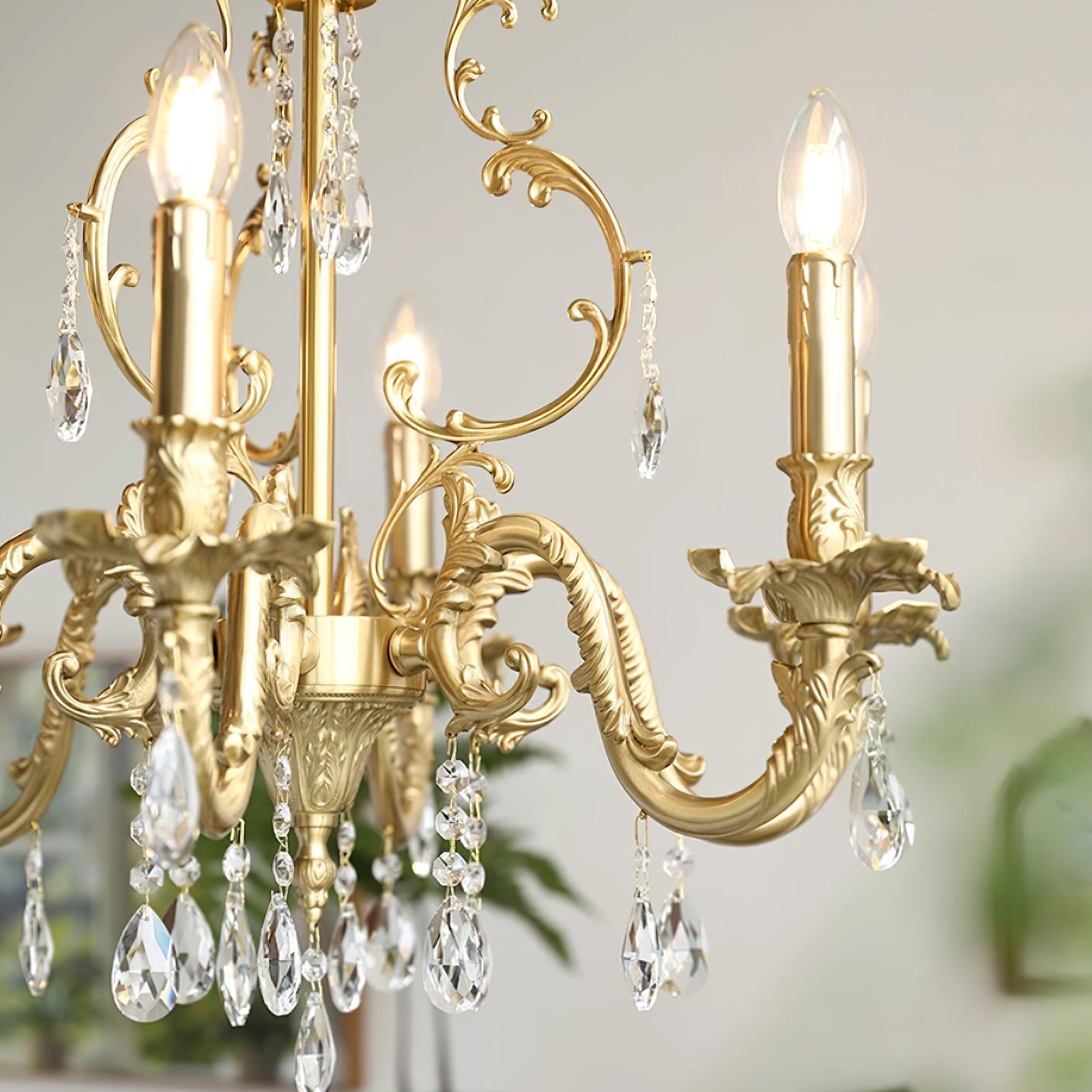 Elvion Classic Brass Crystal Chandelier - Letslighting