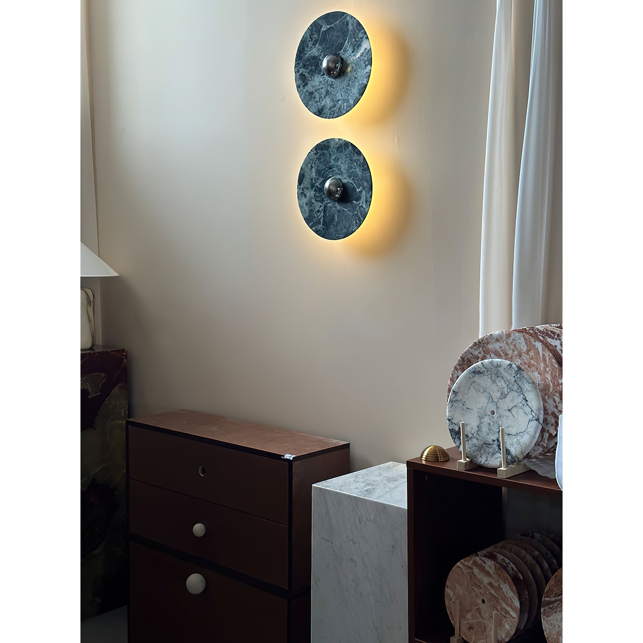 Olrine Modern Minimalist Marble Metal Wall Lamp - Lamp Copper