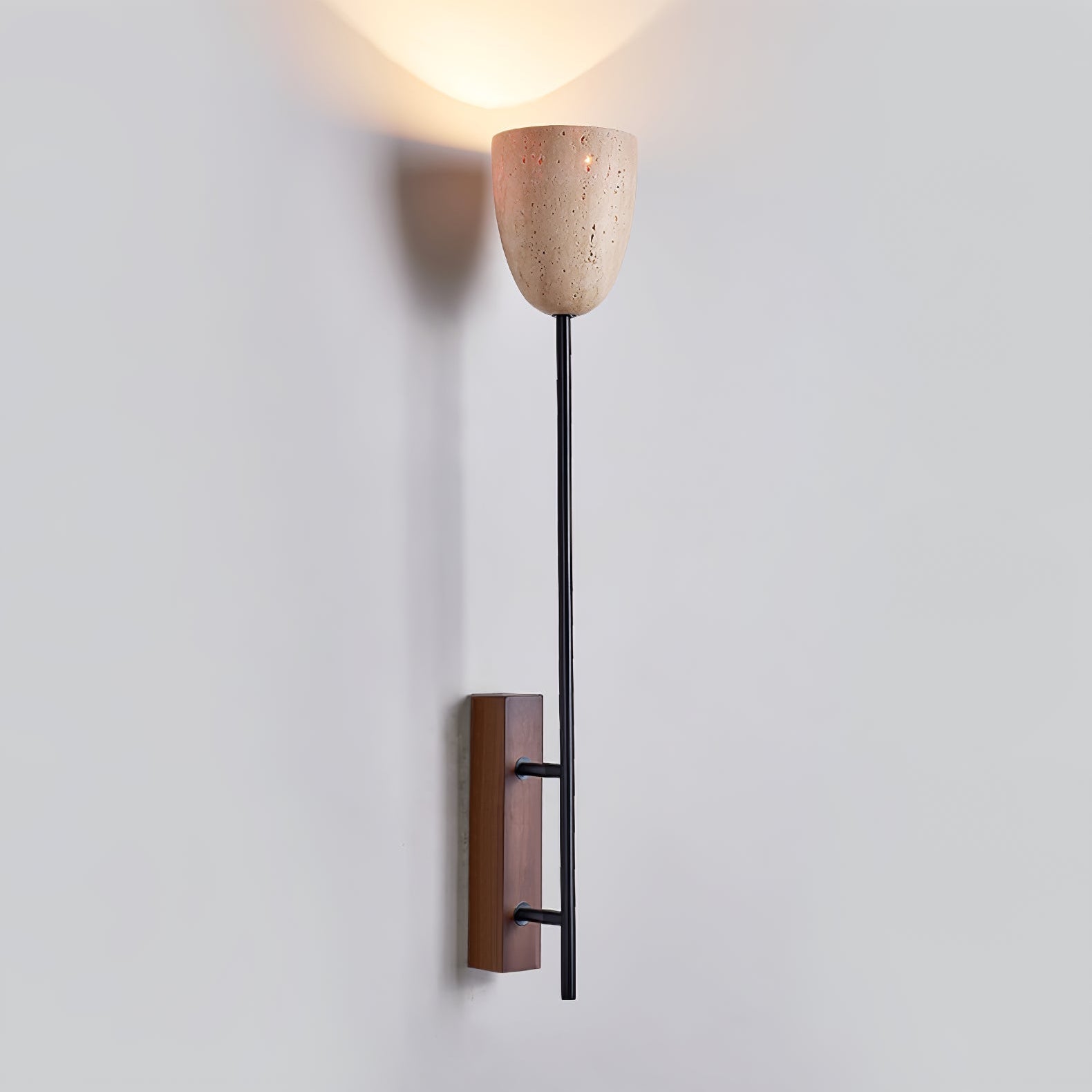Terra Cloche Métal Travertin Applique Murale Lumière