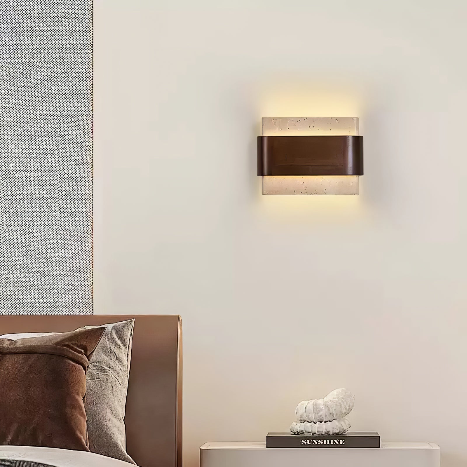Ulnoros Paneled Travertine Wall Light - Letslighting