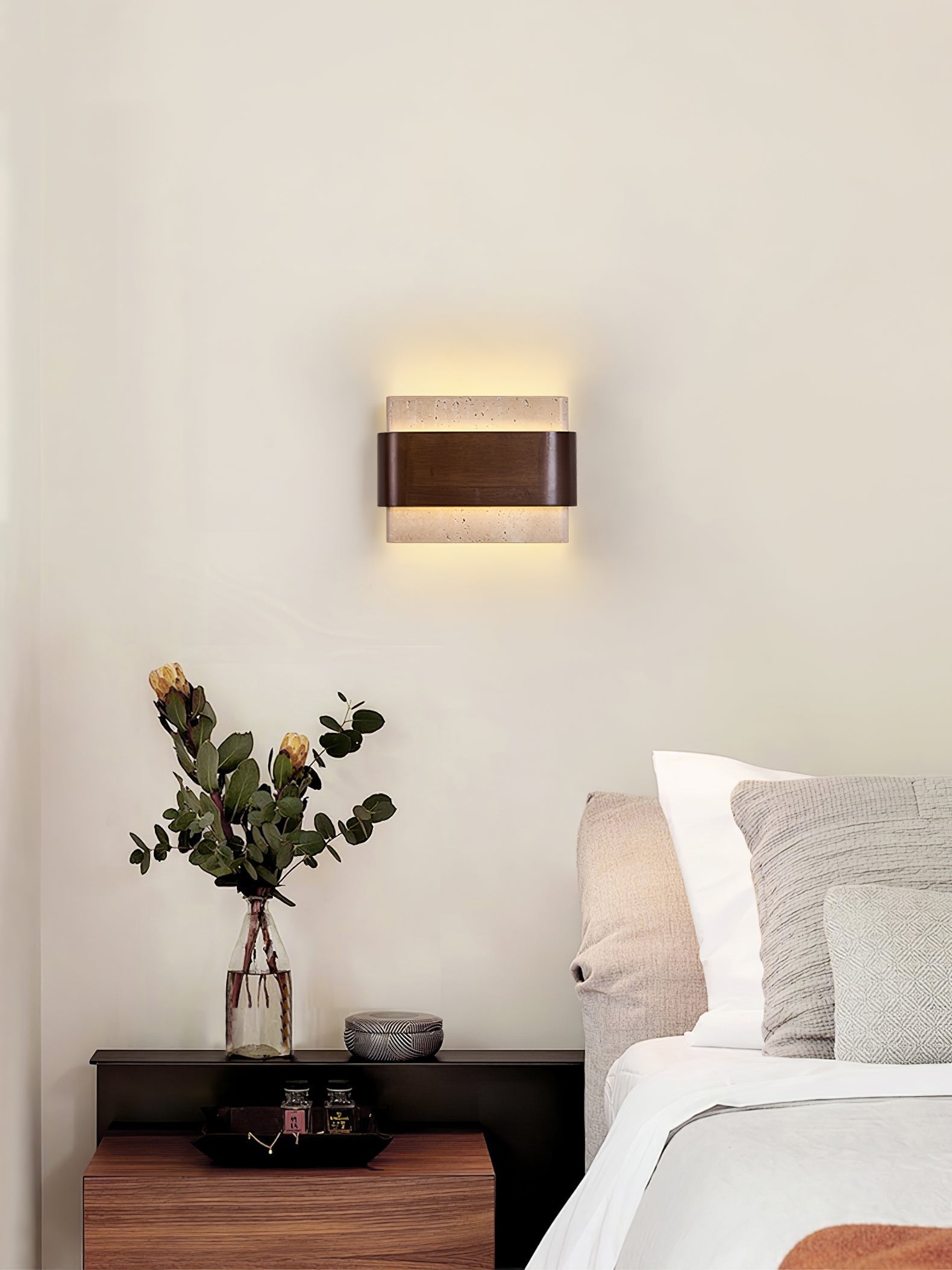 Ulnoros Paneled Travertine Wall Light - Letslighting