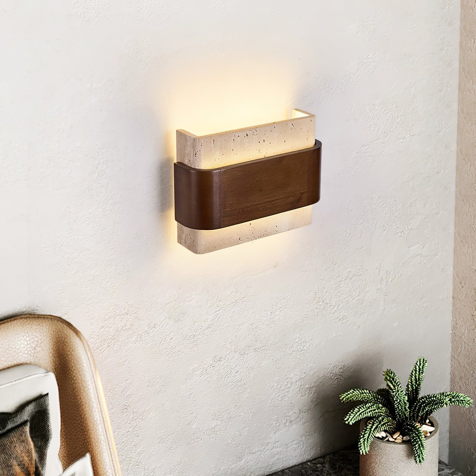 Ulnoros Paneled Travertine Wall Light - Letslighting