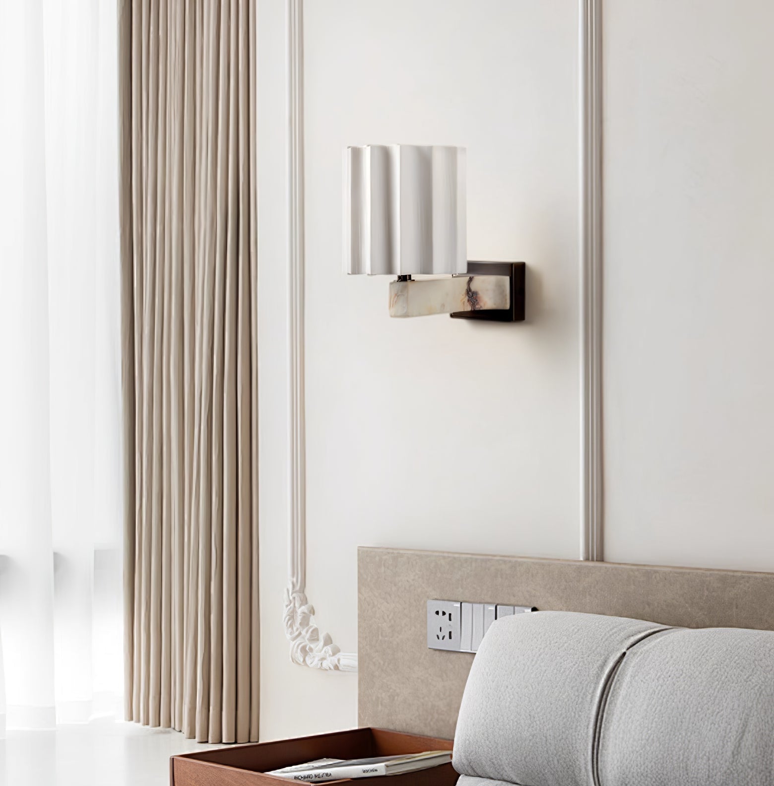 Textured Abat-jour Marbre Tissu Applique Murale
