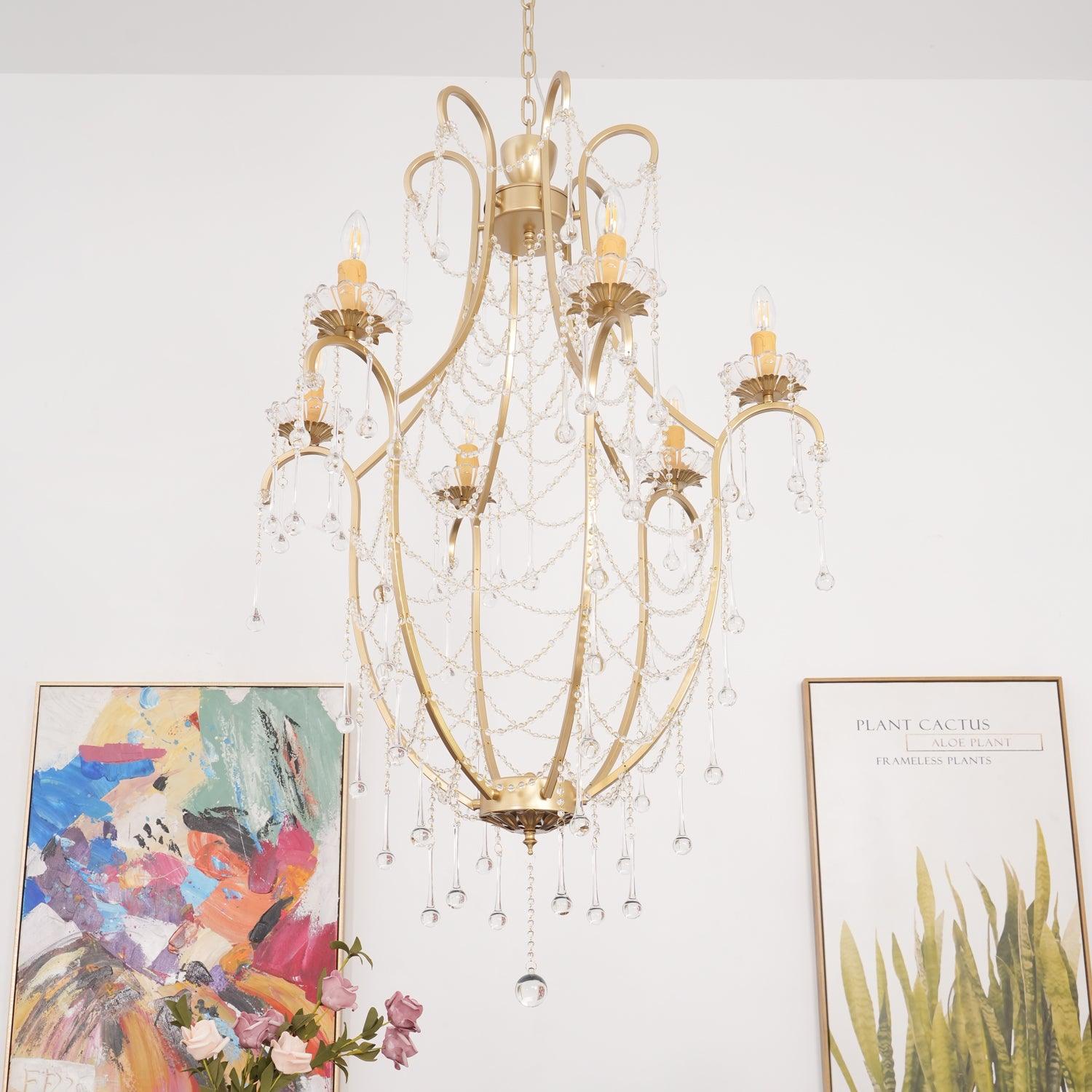 Theresa Chandelier Draped Crystal Chains Vintage - Letslighting
