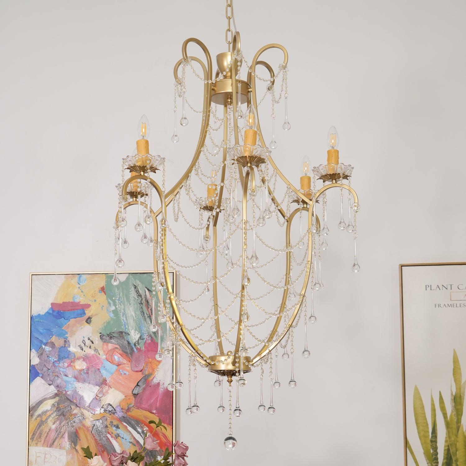 Theresa Chandelier Draped Crystal Chains Vintage - Letslighting