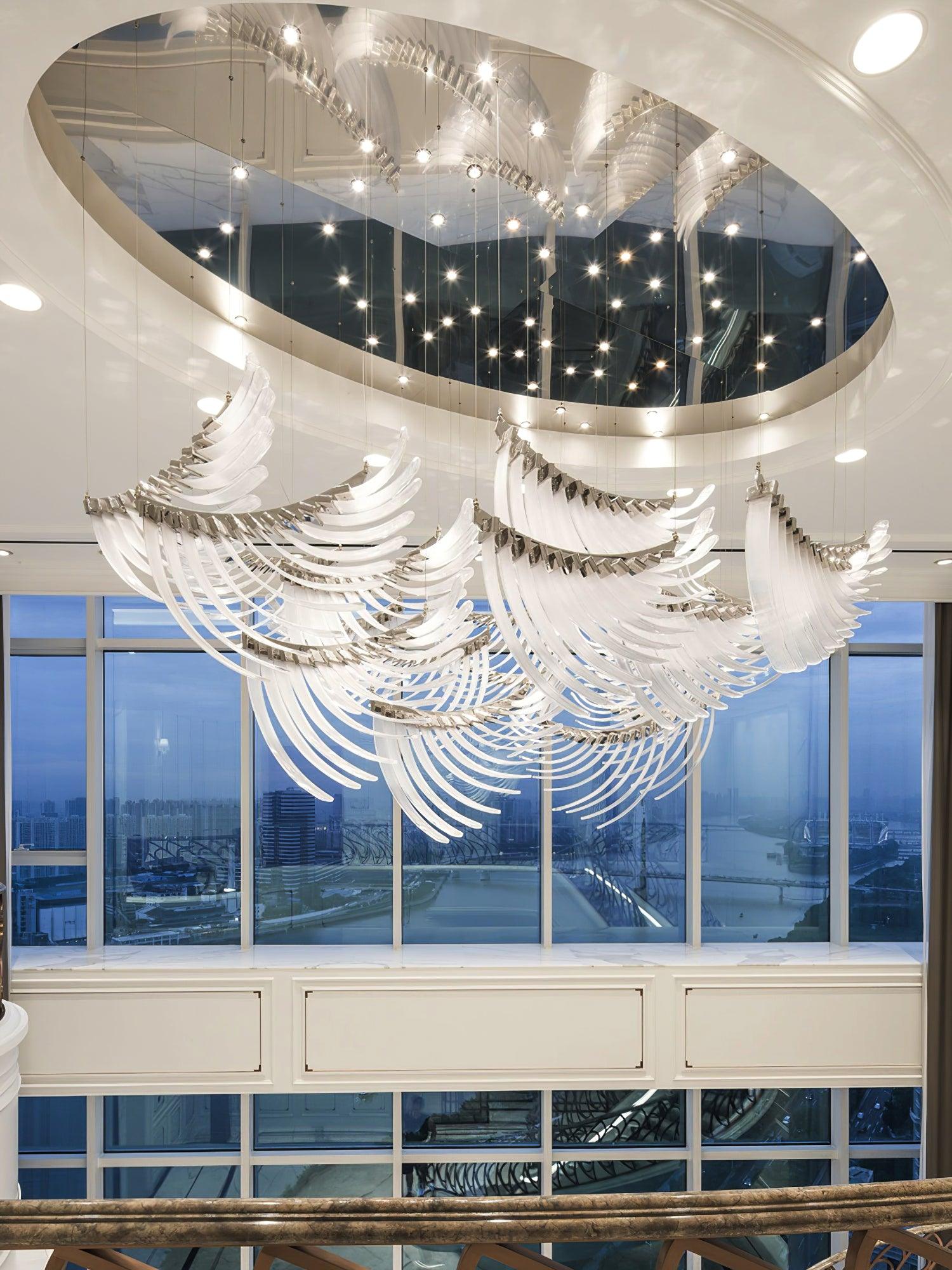 Tiered Postmodern Luxury Palmette Metal Chandelier - Blowlighting
