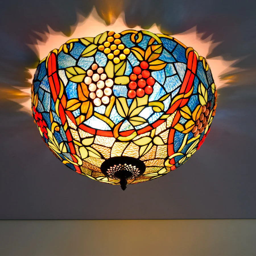Tiffany Vintage LED Plafonnier Métal/Verre Chambre À Coucher