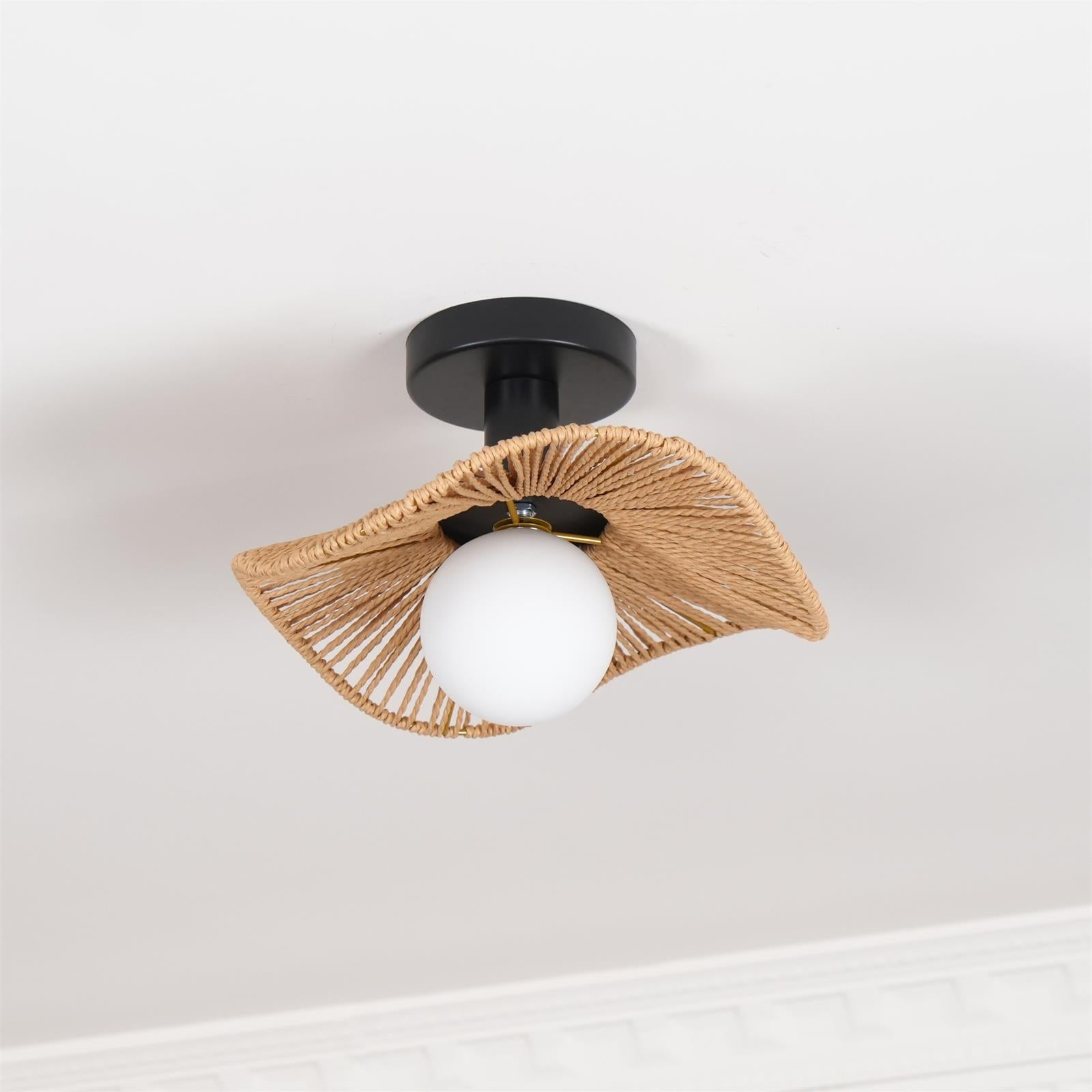 Fynora Woven Semi Flush Ceiling Light - Letslighting
