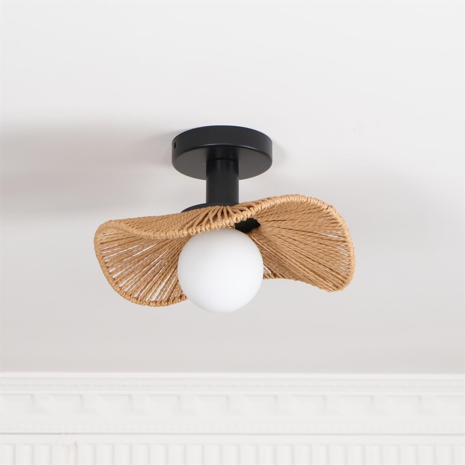 Fynora Woven Semi Flush Ceiling Light - Letslighting