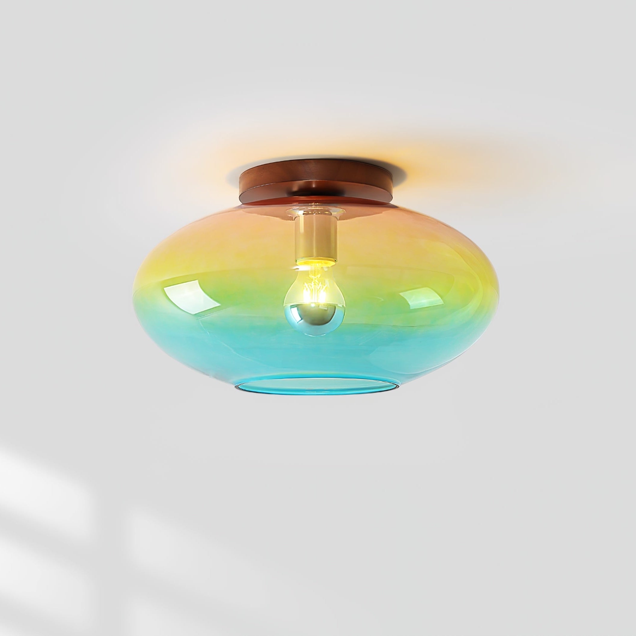 Tilio Artistique Bois Verre Plafonnier Lampe