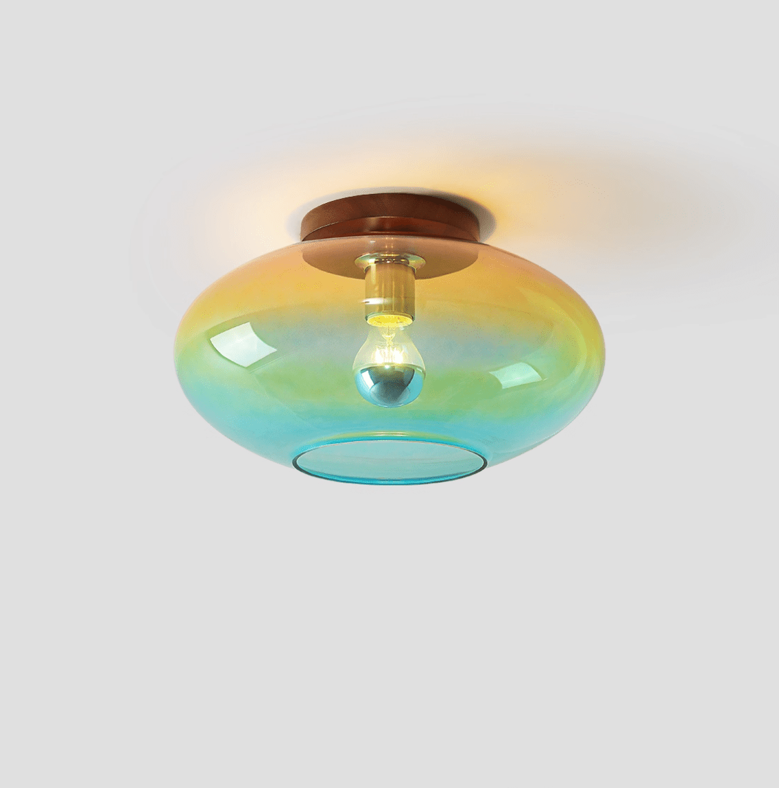 Tilio Artistique Bois Verre Plafonnier Lampe