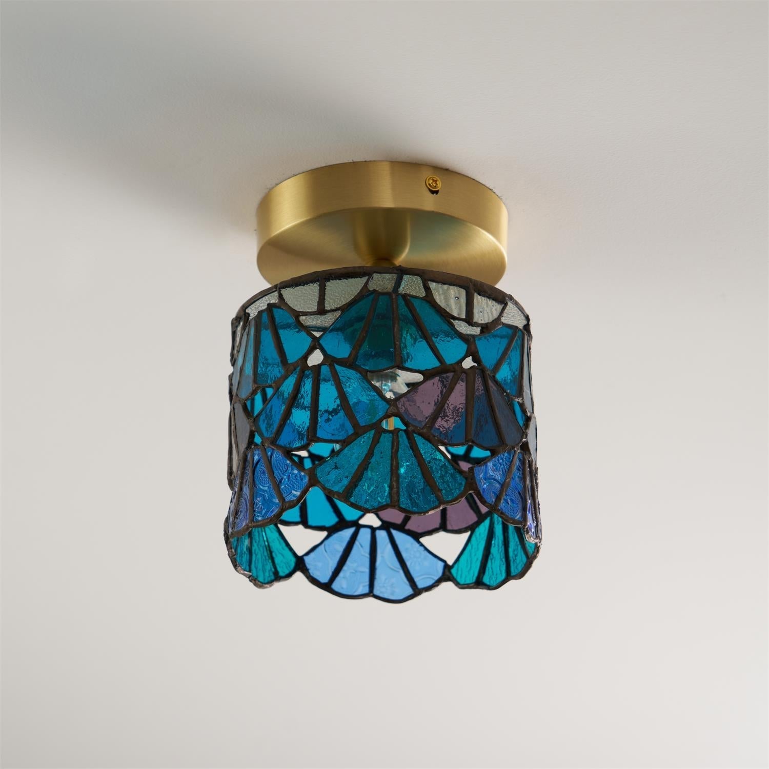 Rosavine Tiffany Stained Glass Semi Flush Mount Light - Letslighting