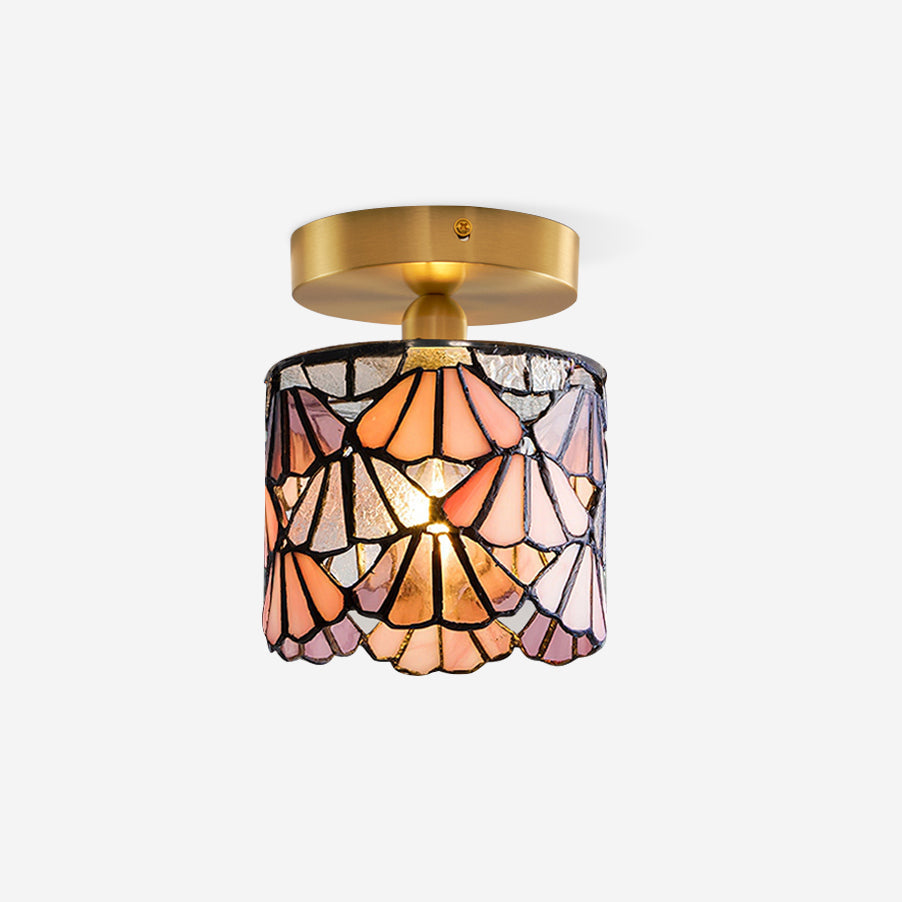 Rosavine Tiffany Stained Glass Semi Flush Mount Light - Letslighting