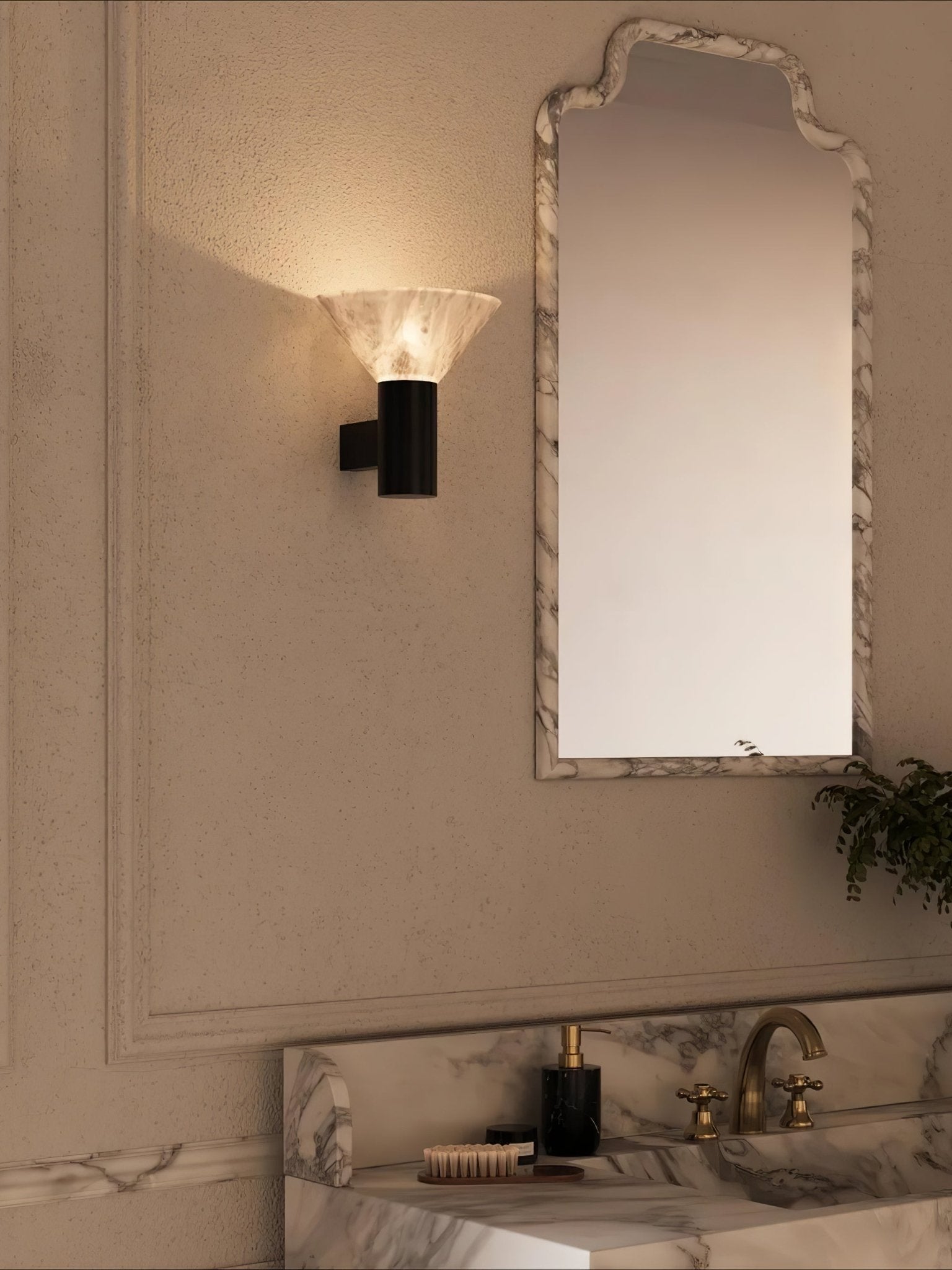 Eurnoria Cone Alabaster Wall Light - Letslighting