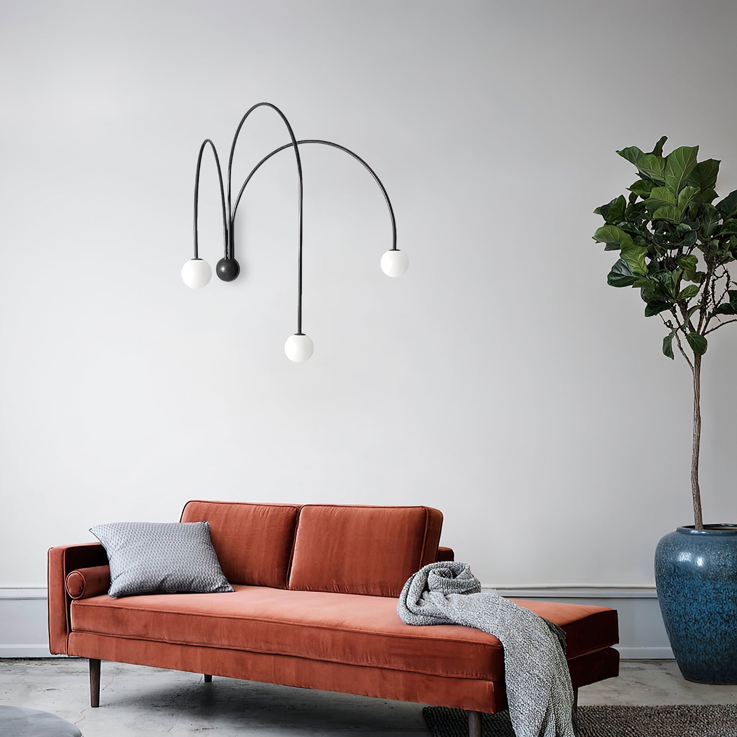 Gran Moderne Minimaliste Verre Fer Applique Murale Lampe