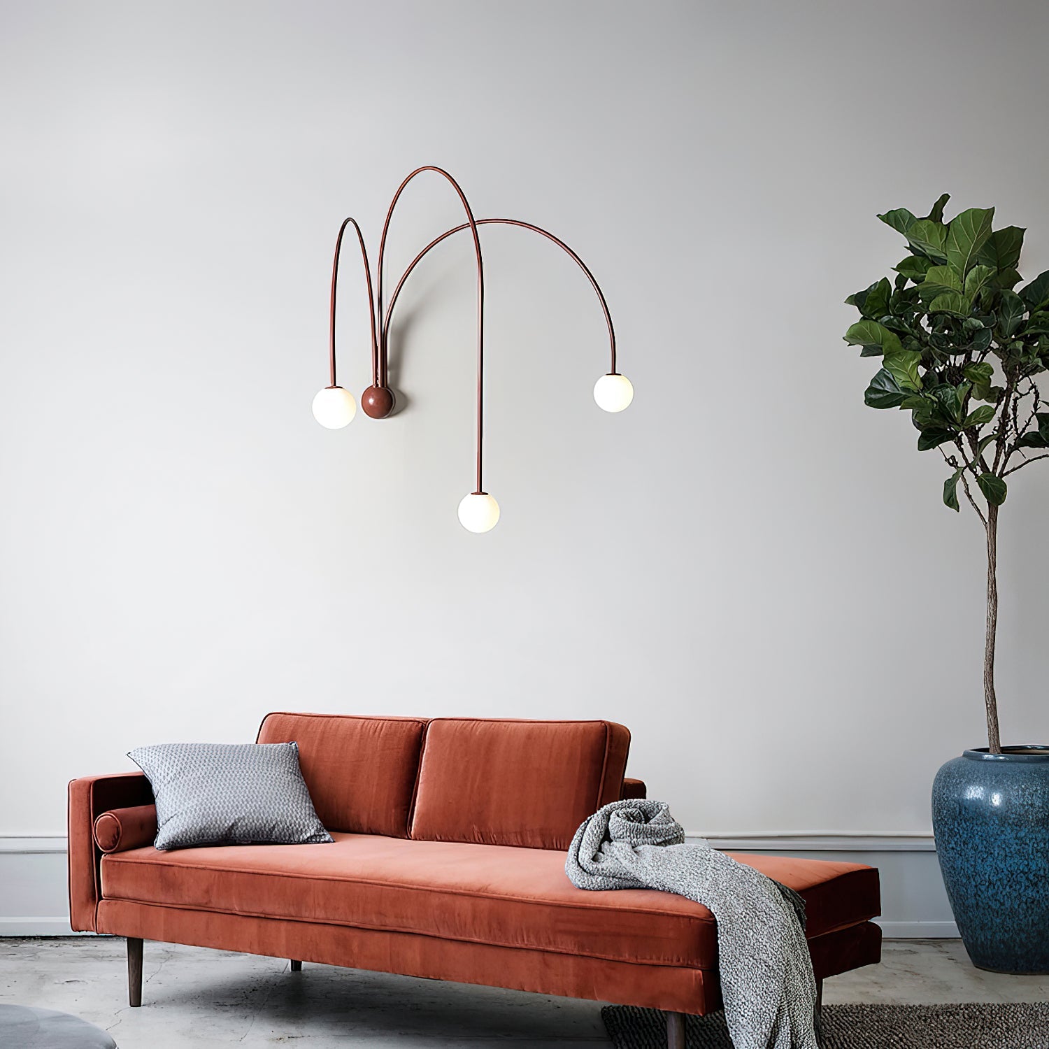 Gran Moderne Minimaliste Verre Fer Applique Murale Lampe