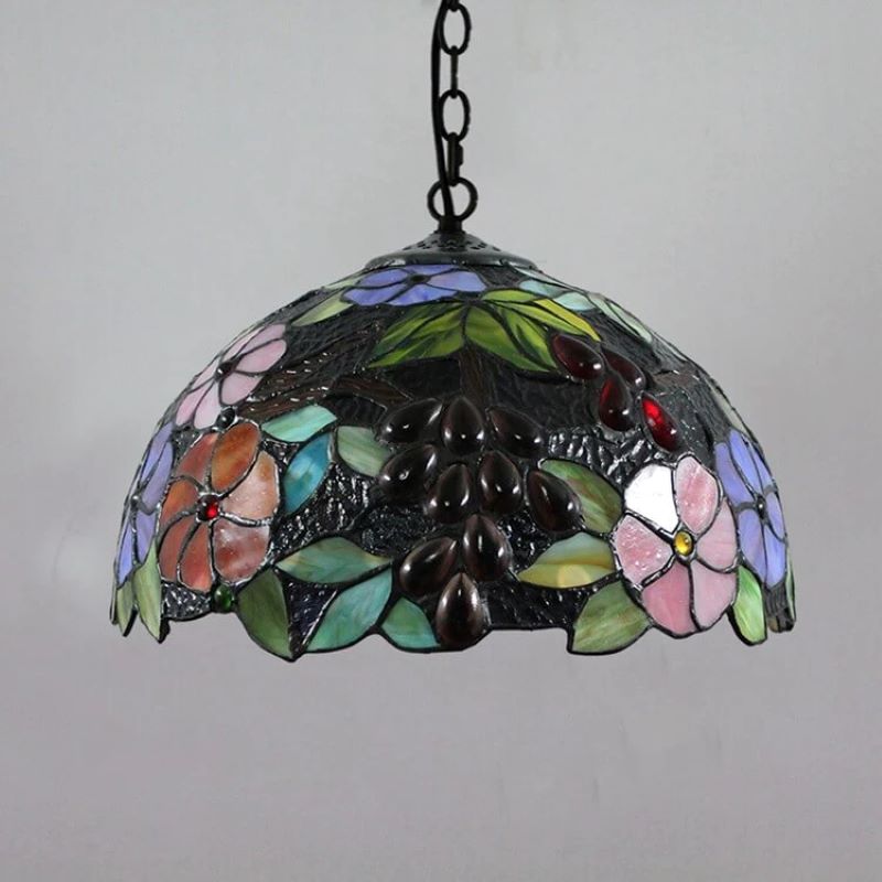 Tiffany Rétro LED Suspension Fleurs Verre Salle À Manger
