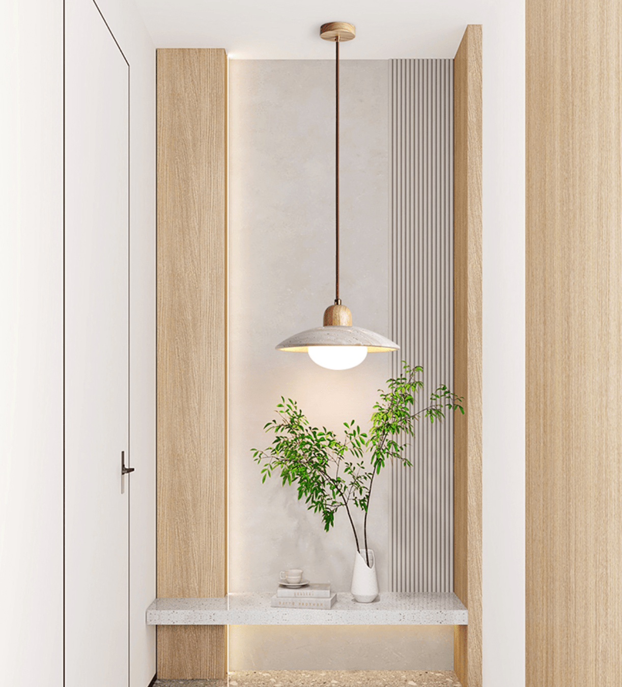 Travertine Moderne Dôme Travertin Suspension Lumière