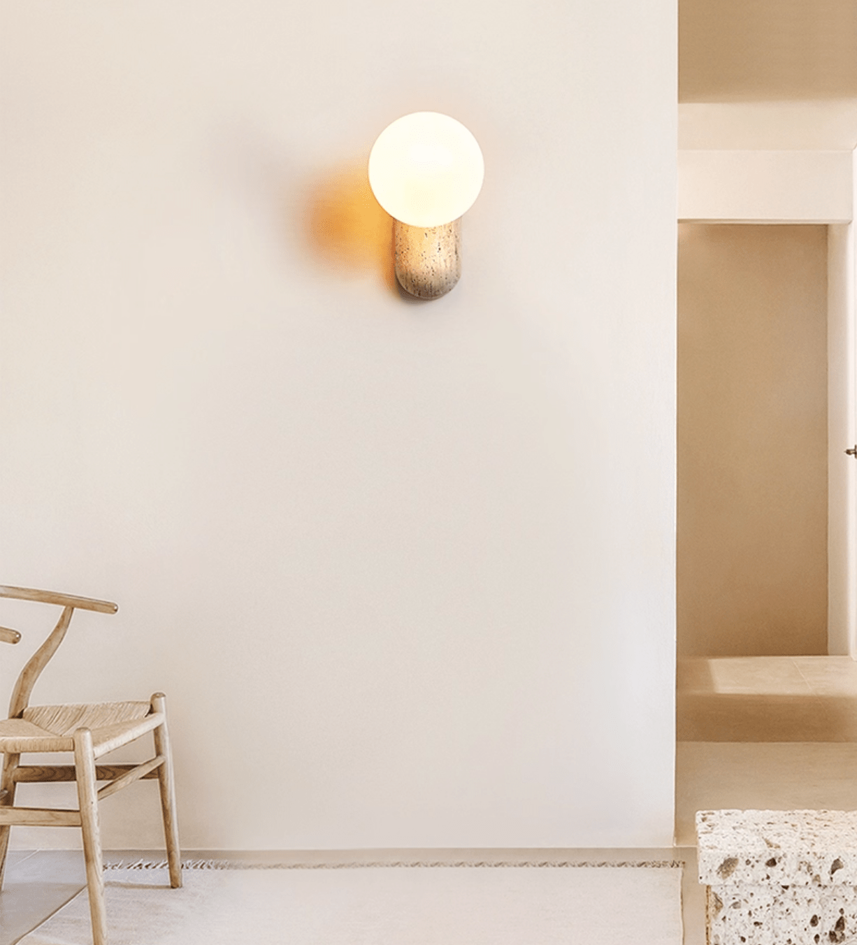Travertine Minimaliste Moderne Applique Murale Galet