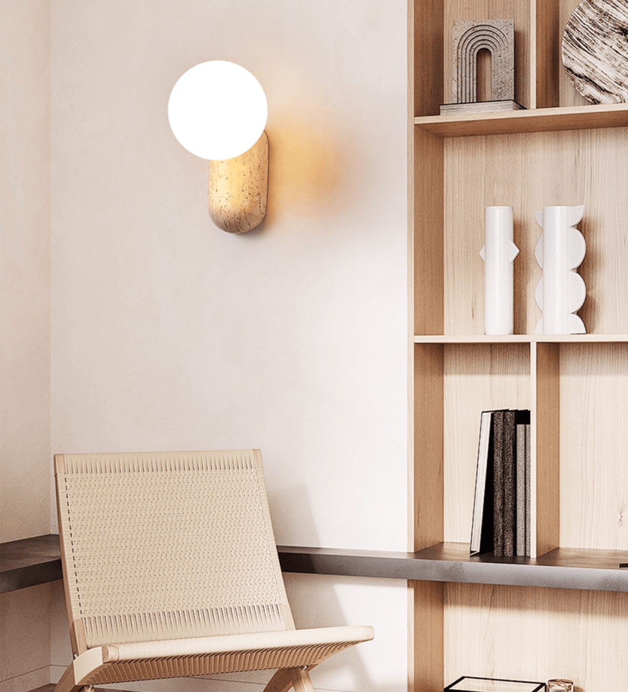 Travertine Minimaliste Moderne Applique Murale Galet
