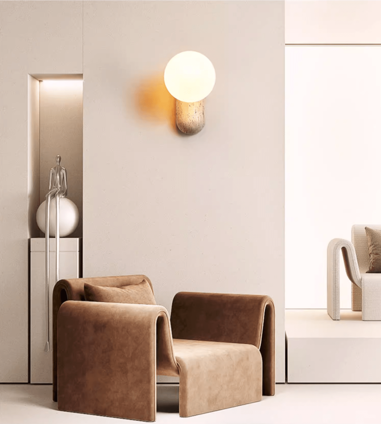 Travertine Minimaliste Moderne Applique Murale Galet