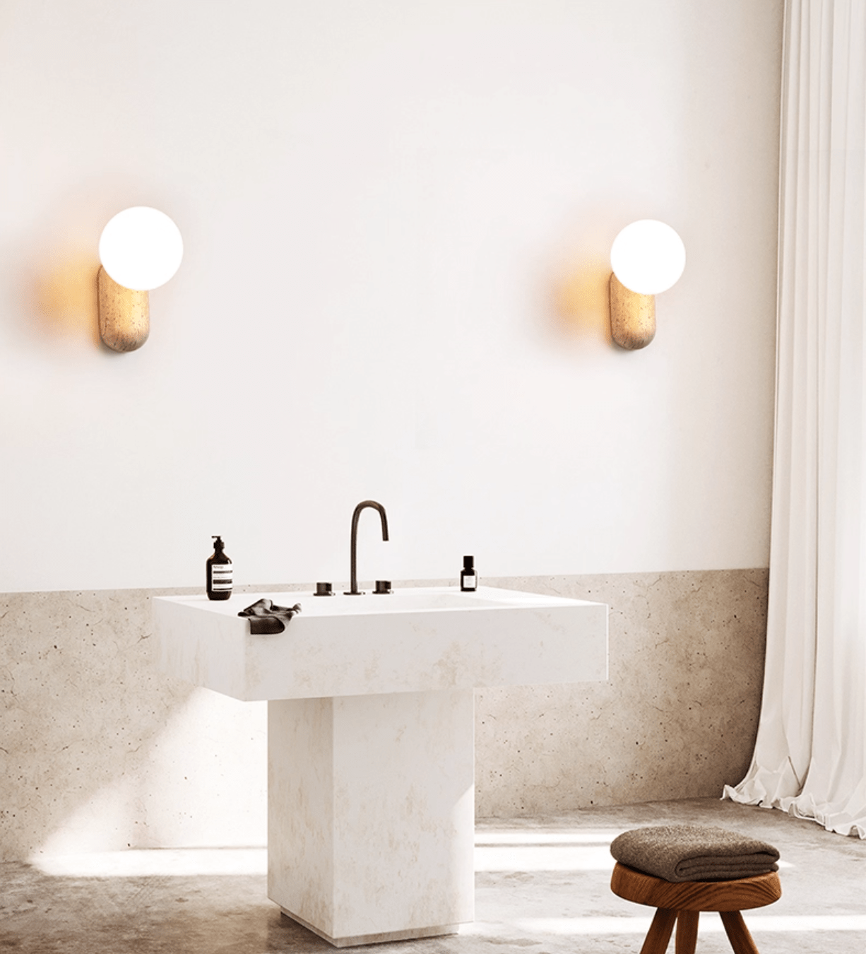 Travertine Minimaliste Moderne Applique Murale Galet