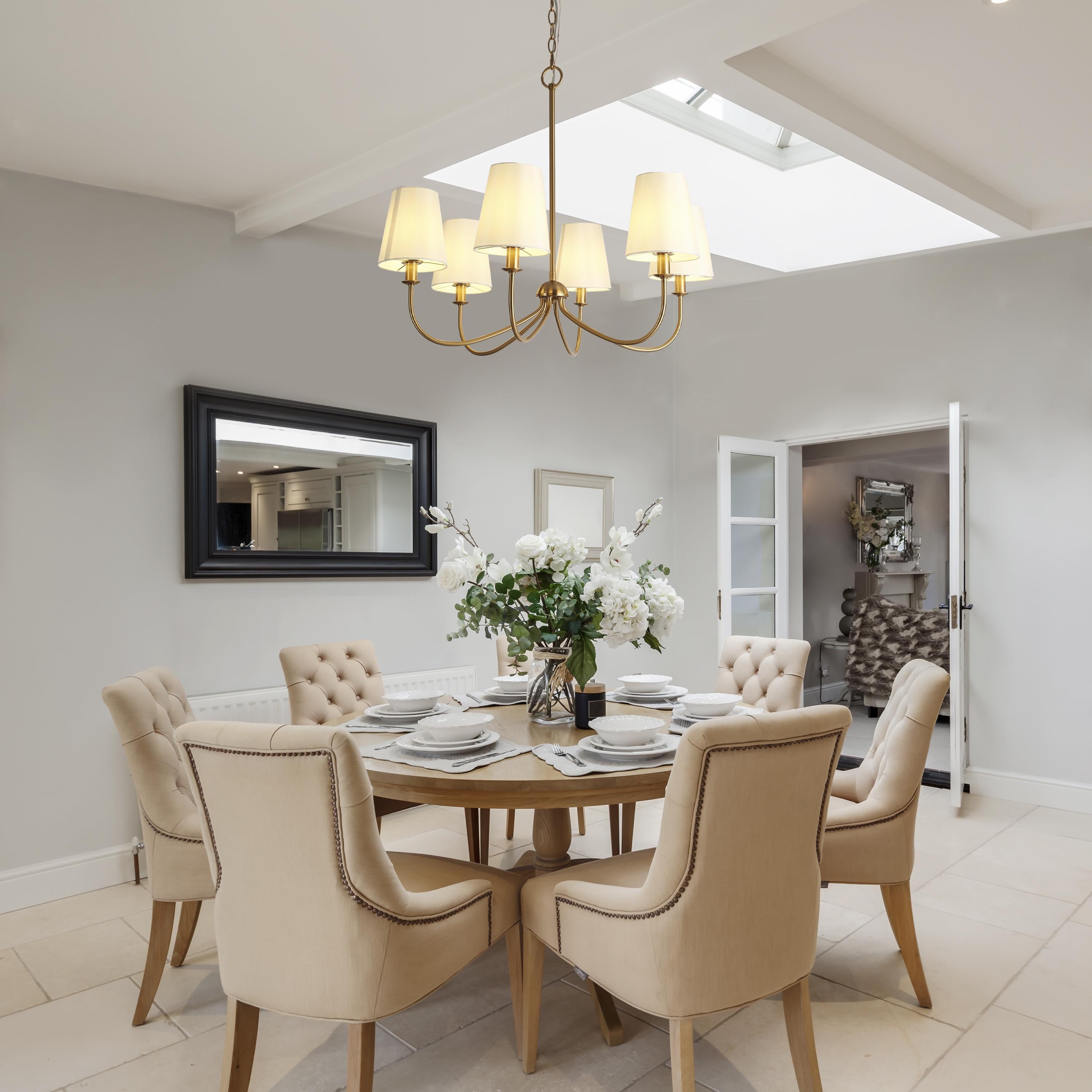 Icarisra Vintage Industrial Brass Fabric Chandelier - Lamp Copper