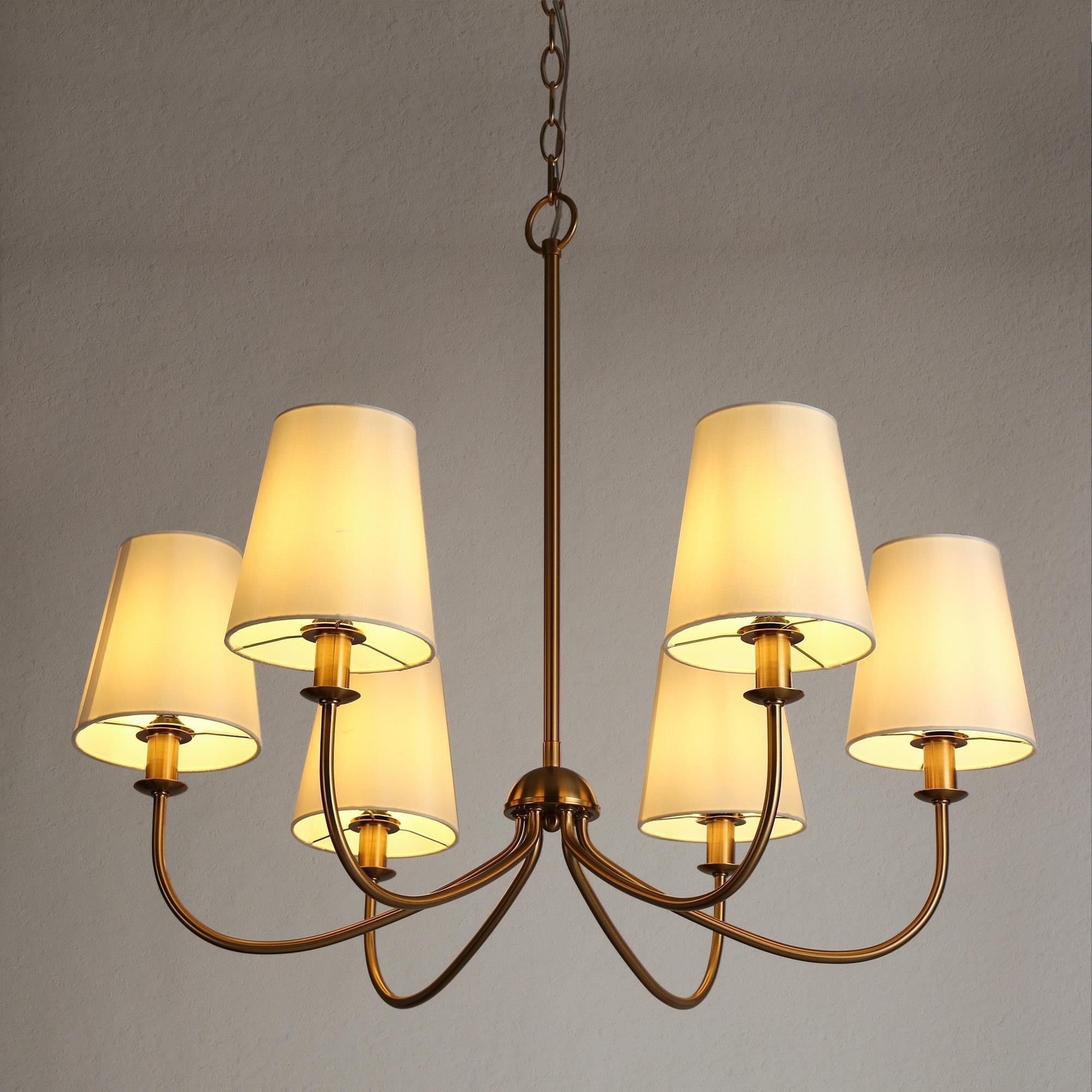 Icarisra Vintage Industrial Brass Fabric Chandelier - Lamp Copper