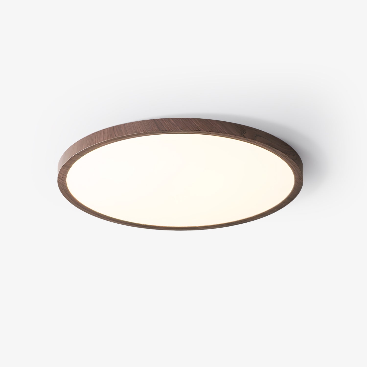 Solara Ceiling Light Acrylic Thin Round Walnut Look Minimalist - Letslighting