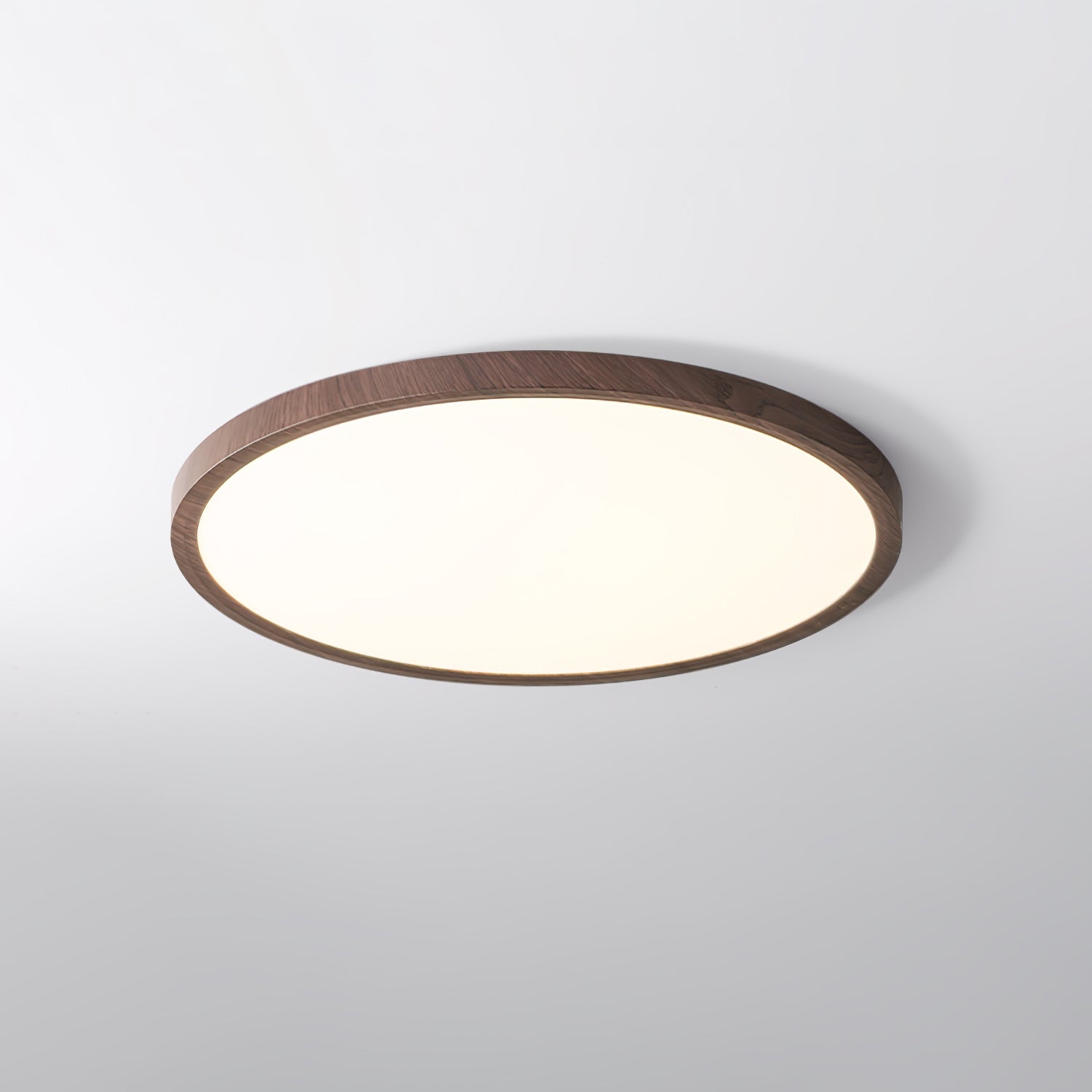 Solara Ceiling Light Acrylic Thin Round Walnut Look Minimalist - Letslighting