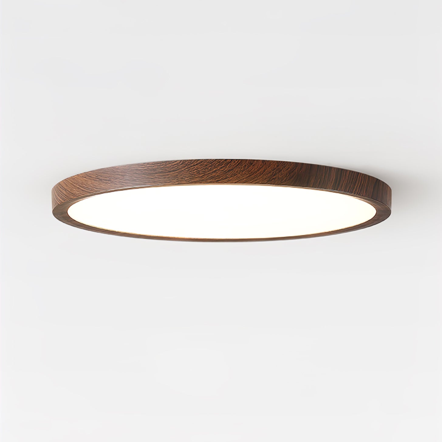 Solara Ceiling Light Acrylic Thin Round Walnut Look Minimalist - Letslighting