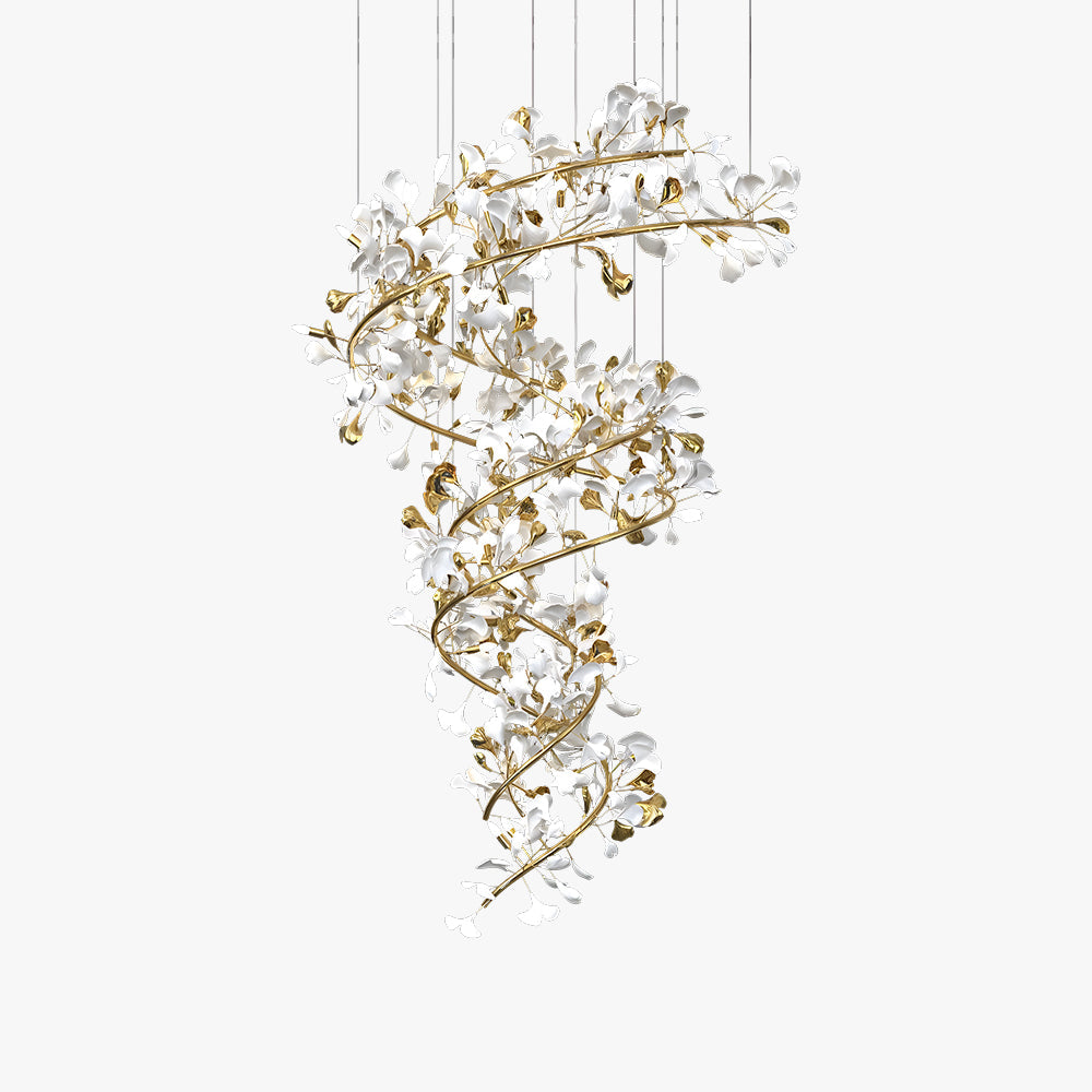 Olivia Lustre Fleur AntGlo Moderne , Métal/Céramique, Or, Escalier