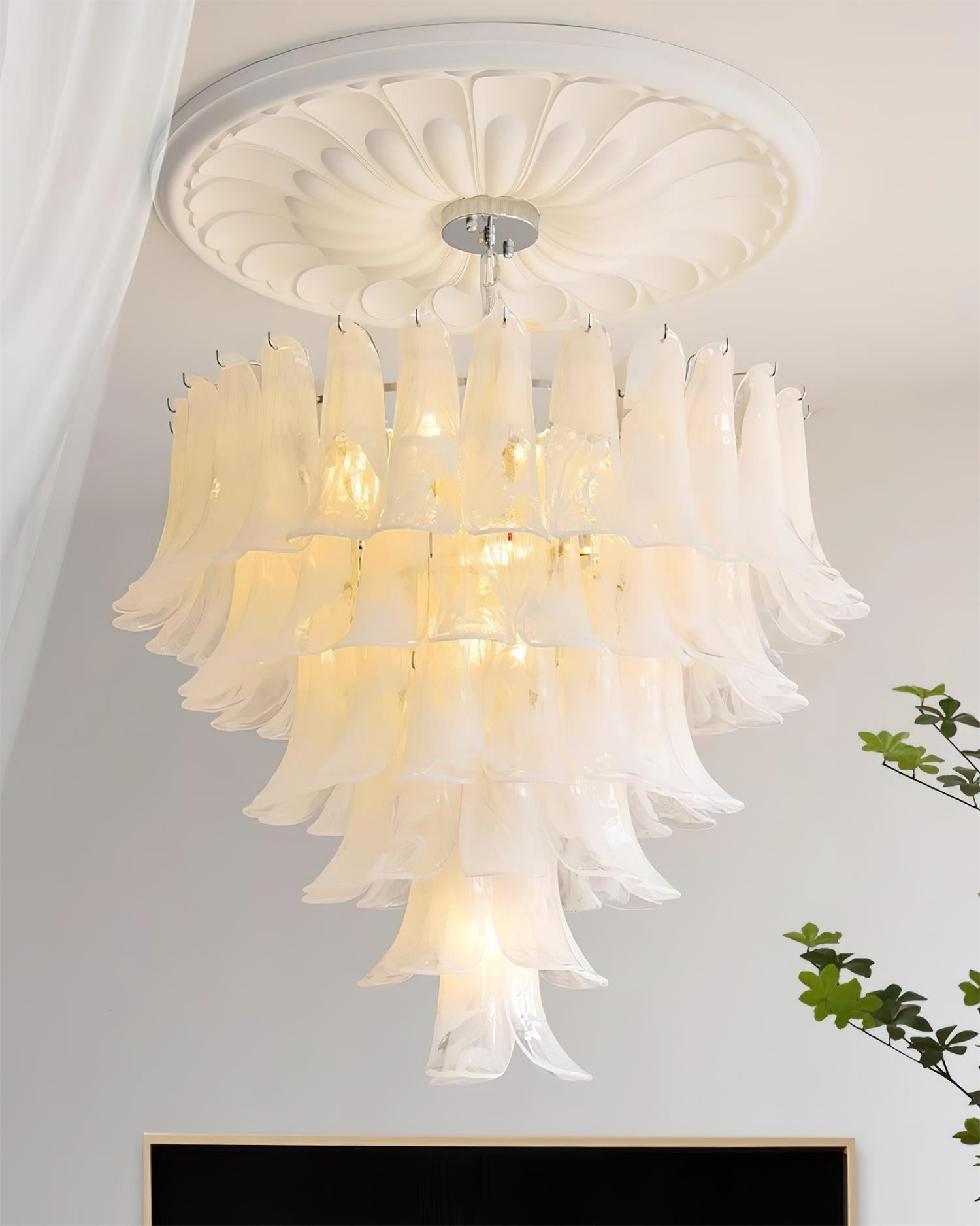 Valier Chandelier Layered Glass Petals - Letslighting