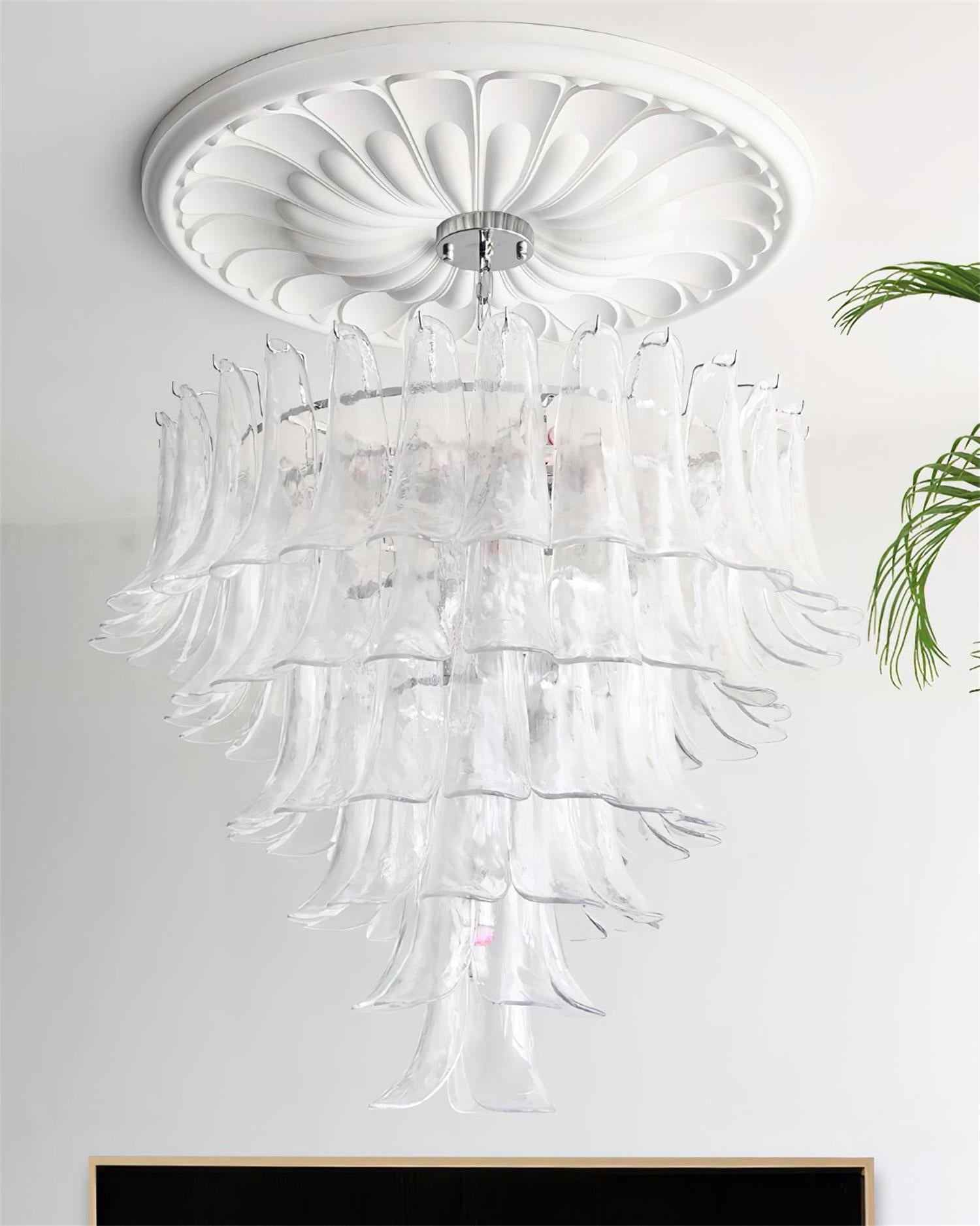 Valier Chandelier Layered Glass Petals - Letslighting
