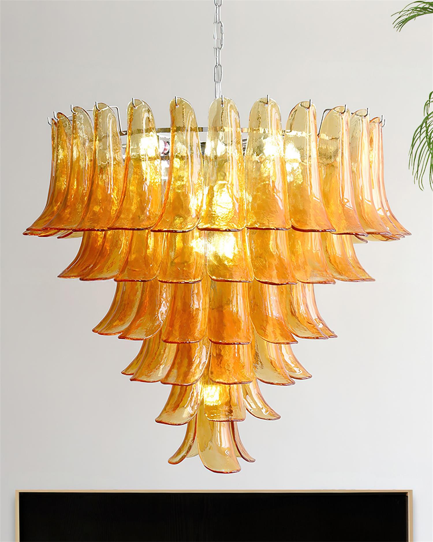 Valier Chandelier Layered Glass Petals - Letslighting