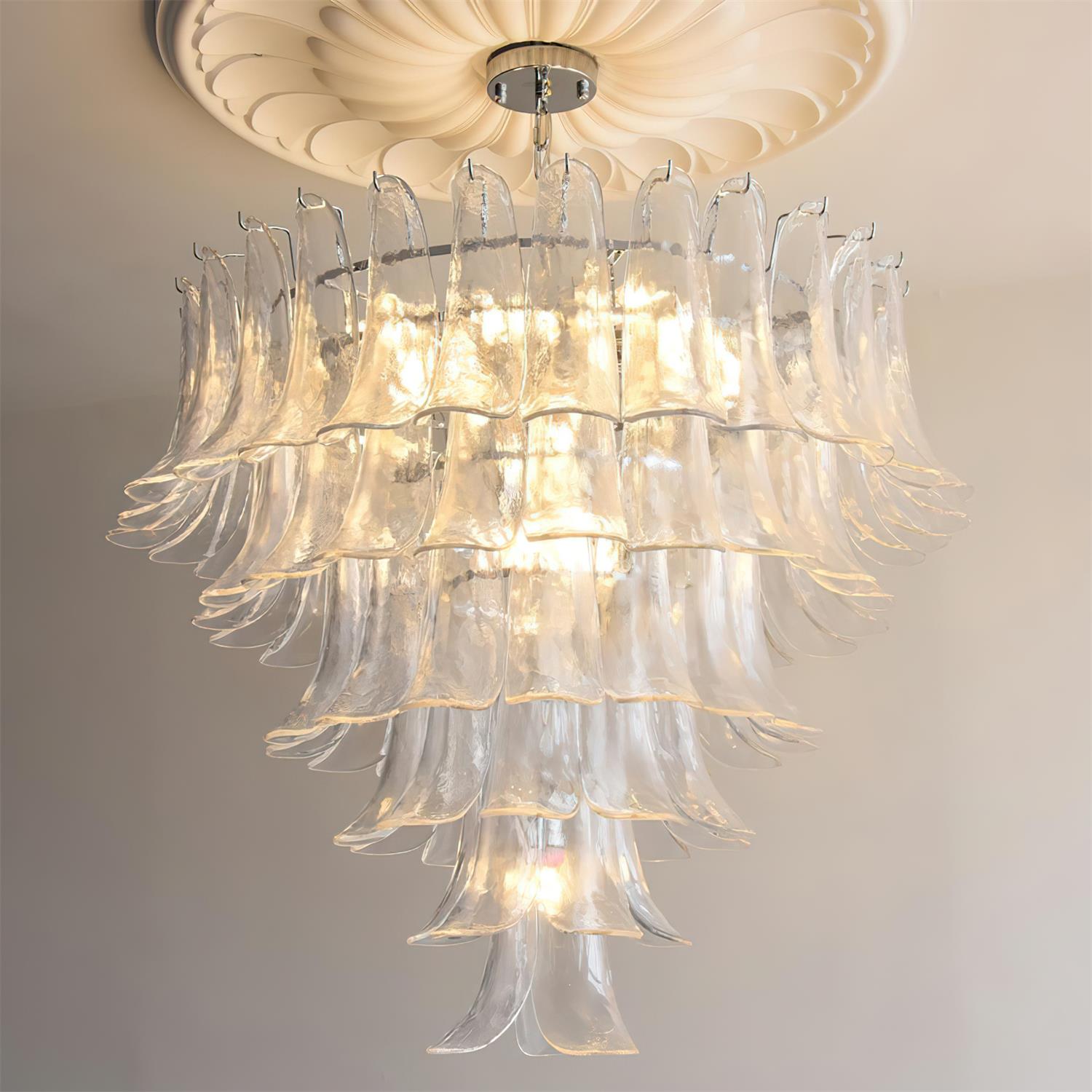 Valier Chandelier Layered Glass Petals - Letslighting