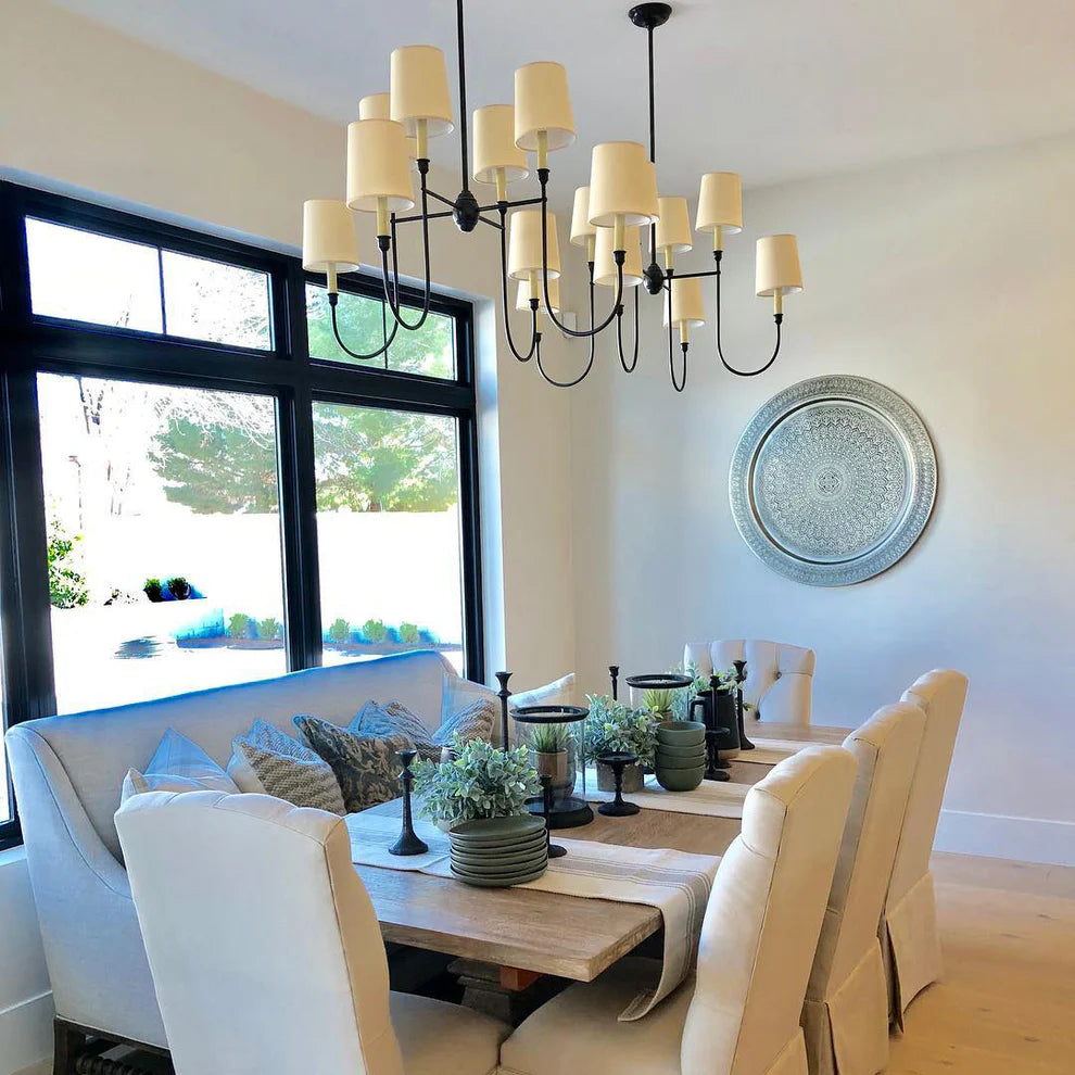 Epoch Vintage Luxury Metal Fabric Chandelier Shades Living Dining Room