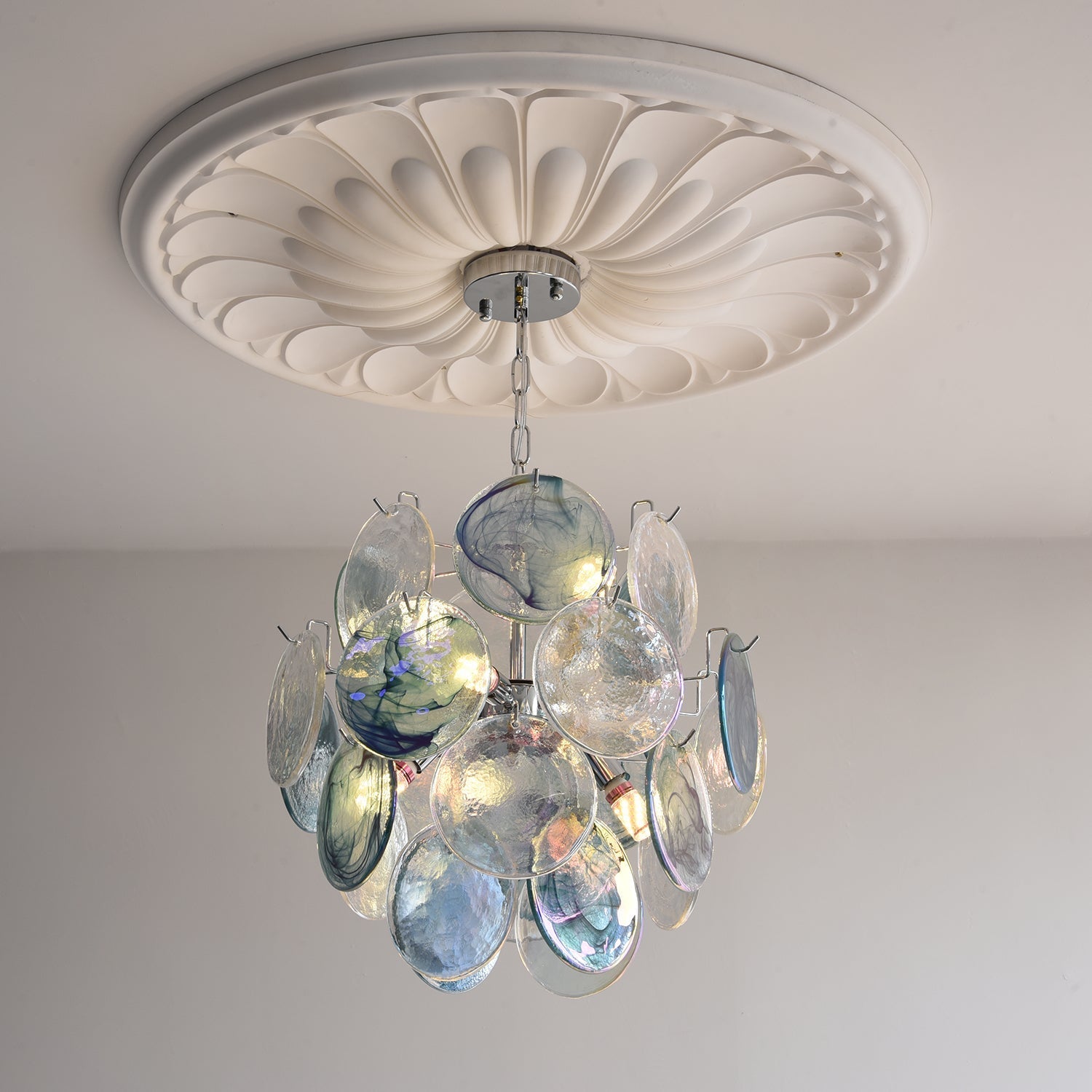 Venfield Chandelier Iridescent Glass Disc Cascade - Letslighting